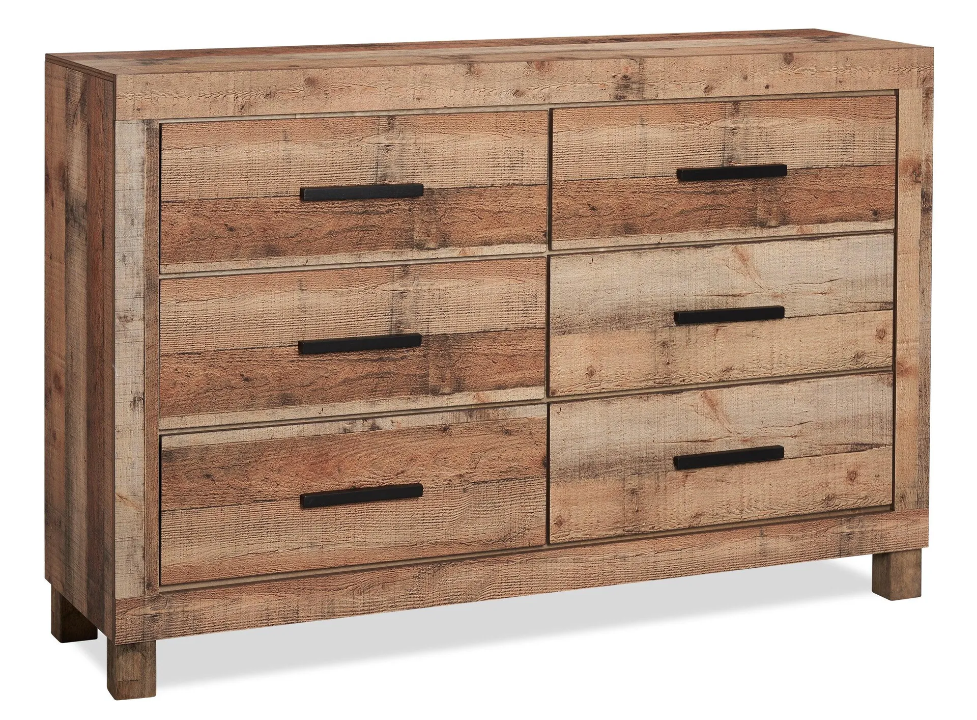 Commode rustique Mojave de 57,4 po (L) x 37,8 po (H) à 6 tiroirs pour la chambre à coucher - brun naturel