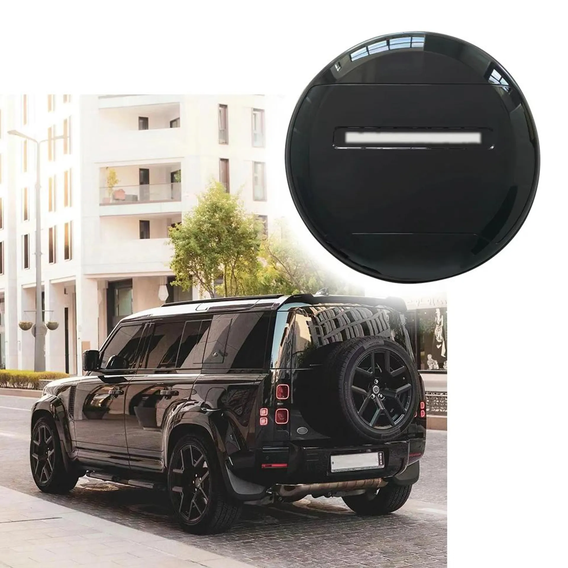 Santorini Black Series Spare Tire Cover fits for Land Rover Defender 110 90 130 2020-2024 ABS Spare Tyre Wheel Cover Protector