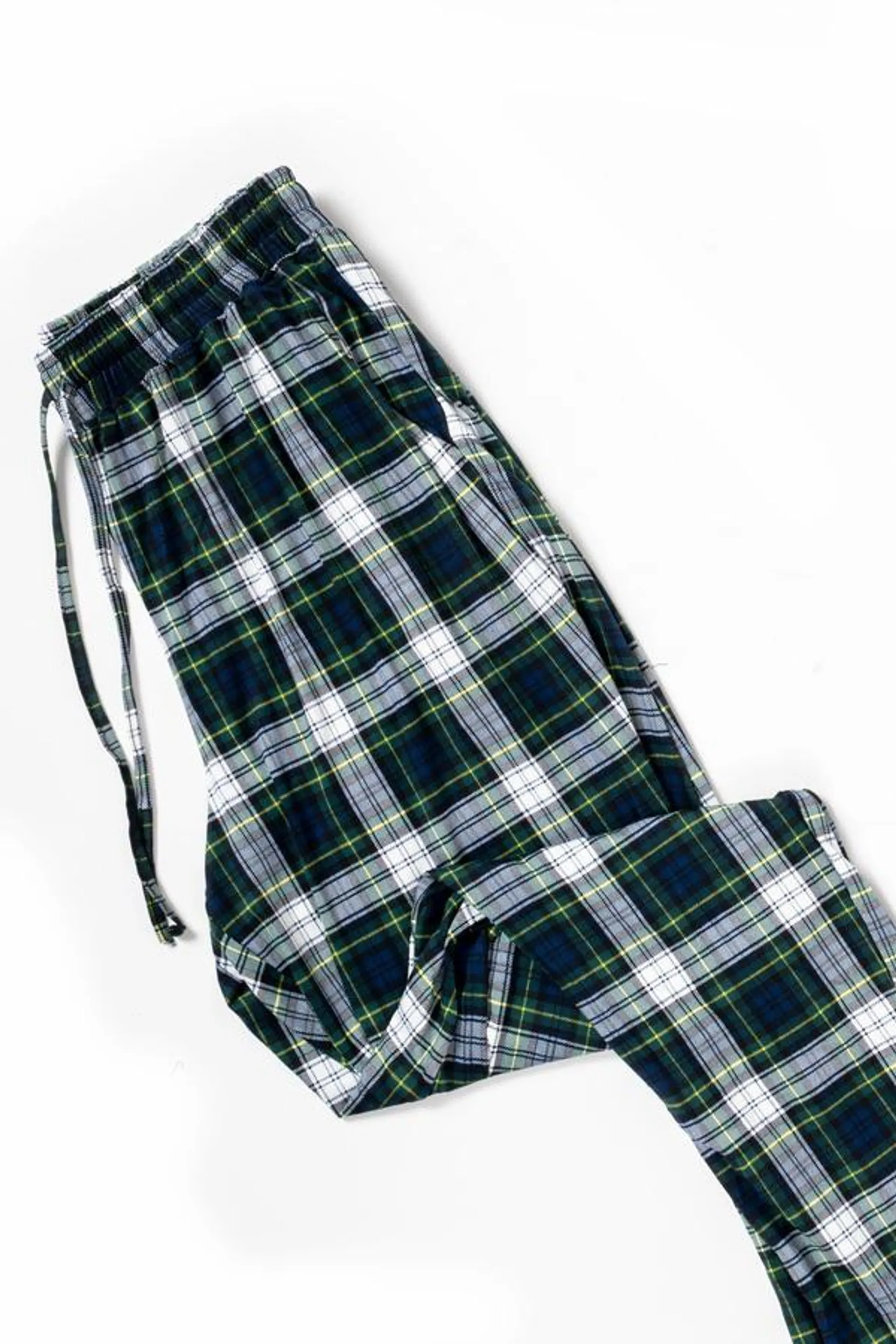 Stretch knit jogger pyjama pants - Green tartan - Plus Size