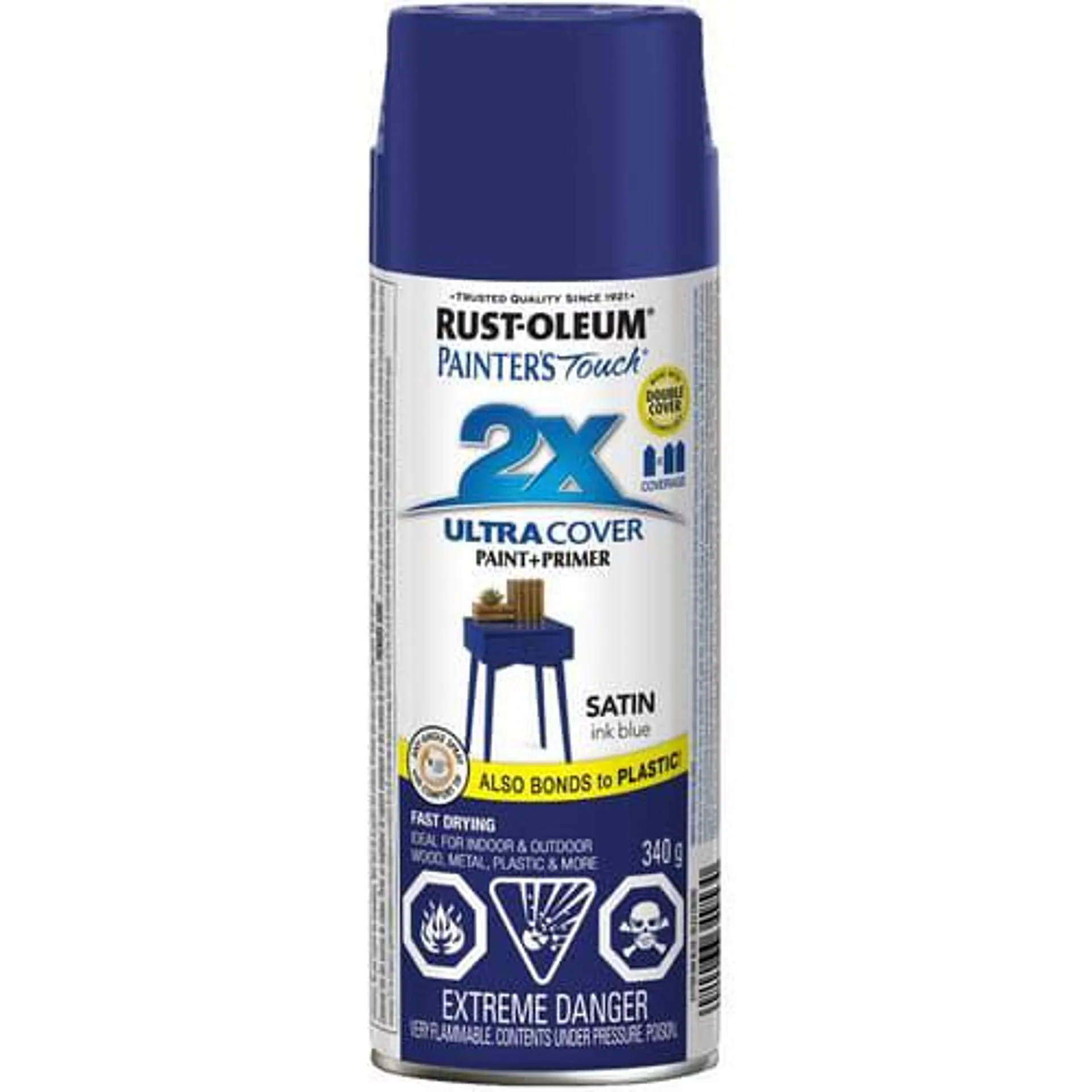 Painter's Touch 2X Ultra Cover Spray Paint - Satin Ink Blue, 340 g