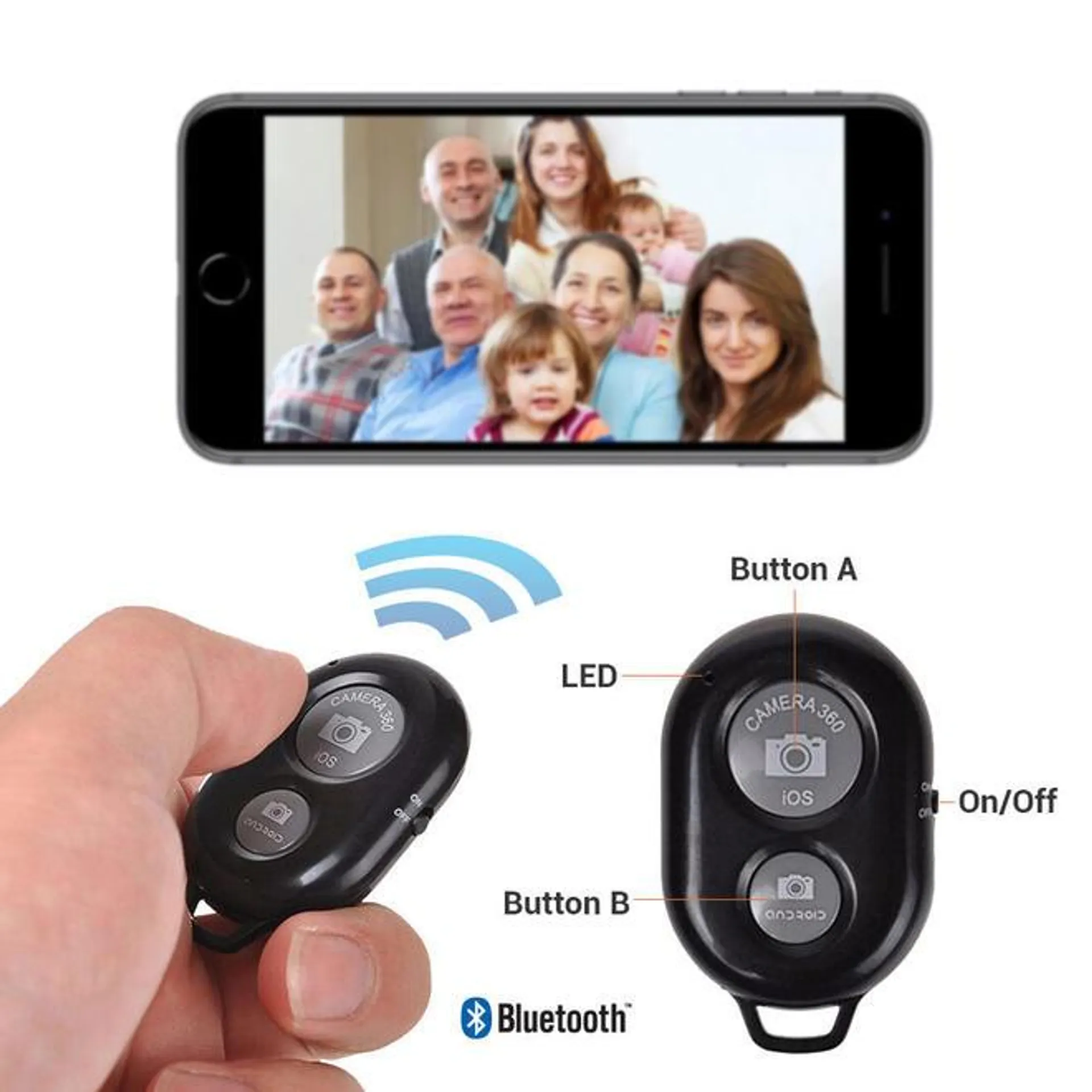 Selfie Bluetooth Wireless Remote Control Camera Shutter Release Selfie Timer - PrimeCables®