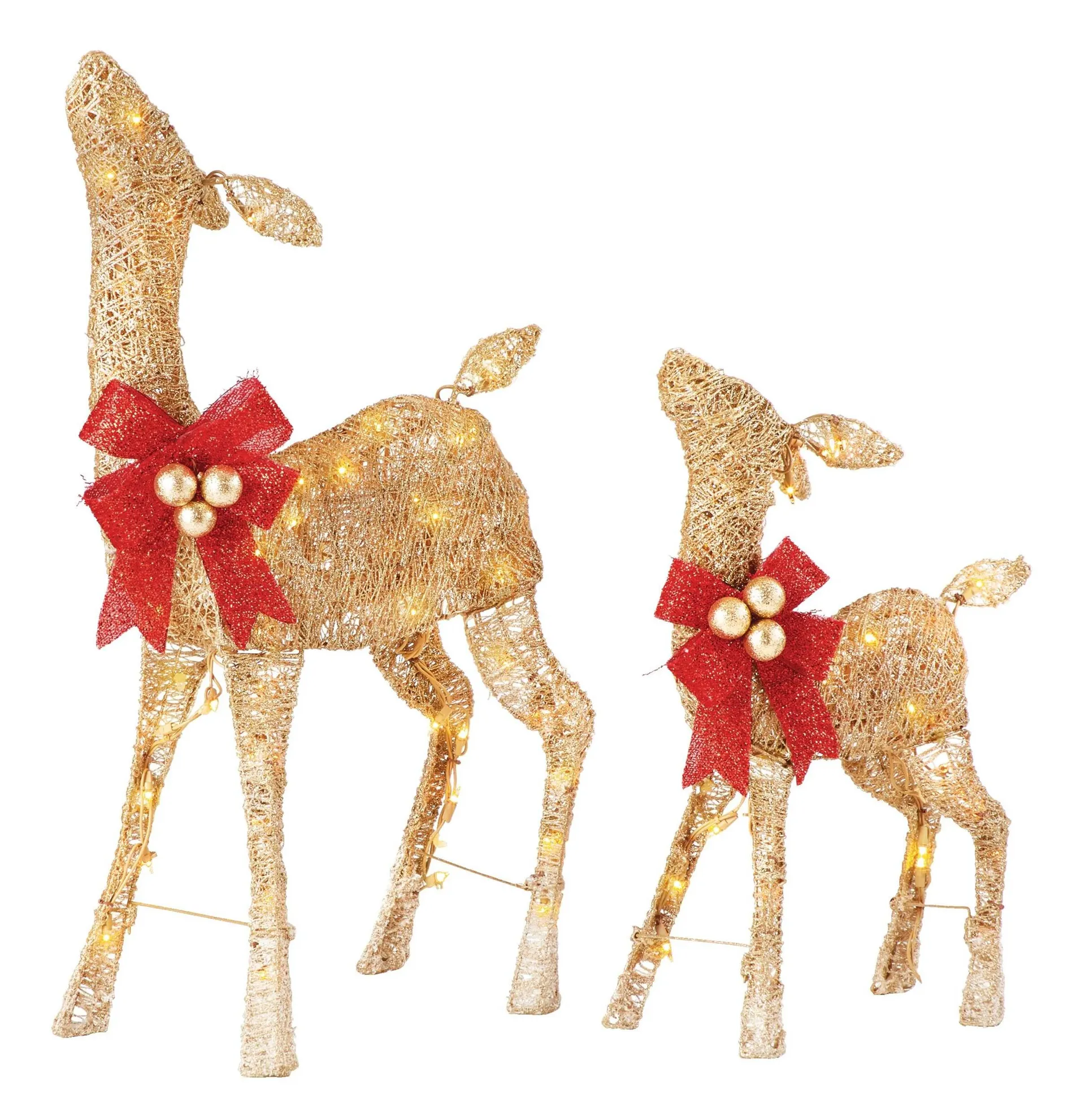 CANVAS Incandescent Wireform Golden Charm Deer Christmas Décor, 2-pk