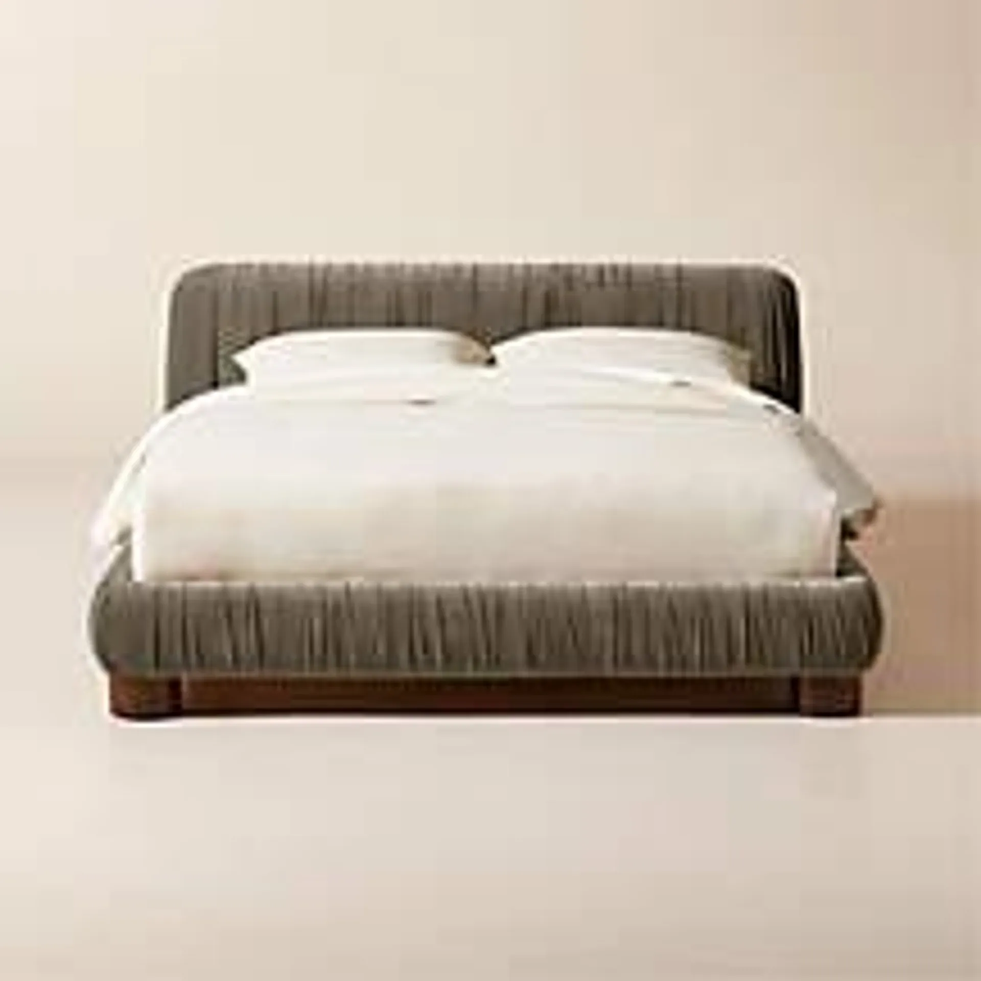 Cantar Warm Grey Velvet Upholstered Queen Bed