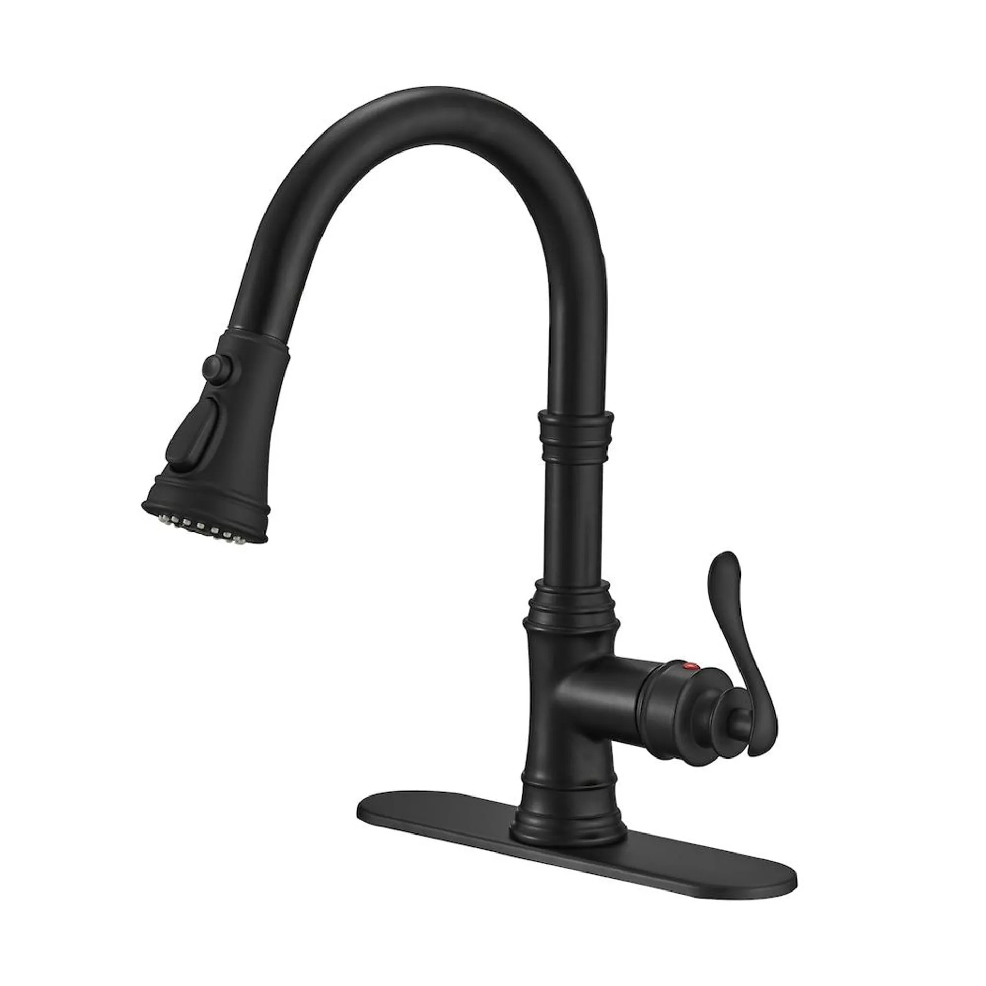 4551 Single-Handle Pull-Down Sprayer 3 Spray High Arc Kitchen Faucet with Deck Plate in Matte Black