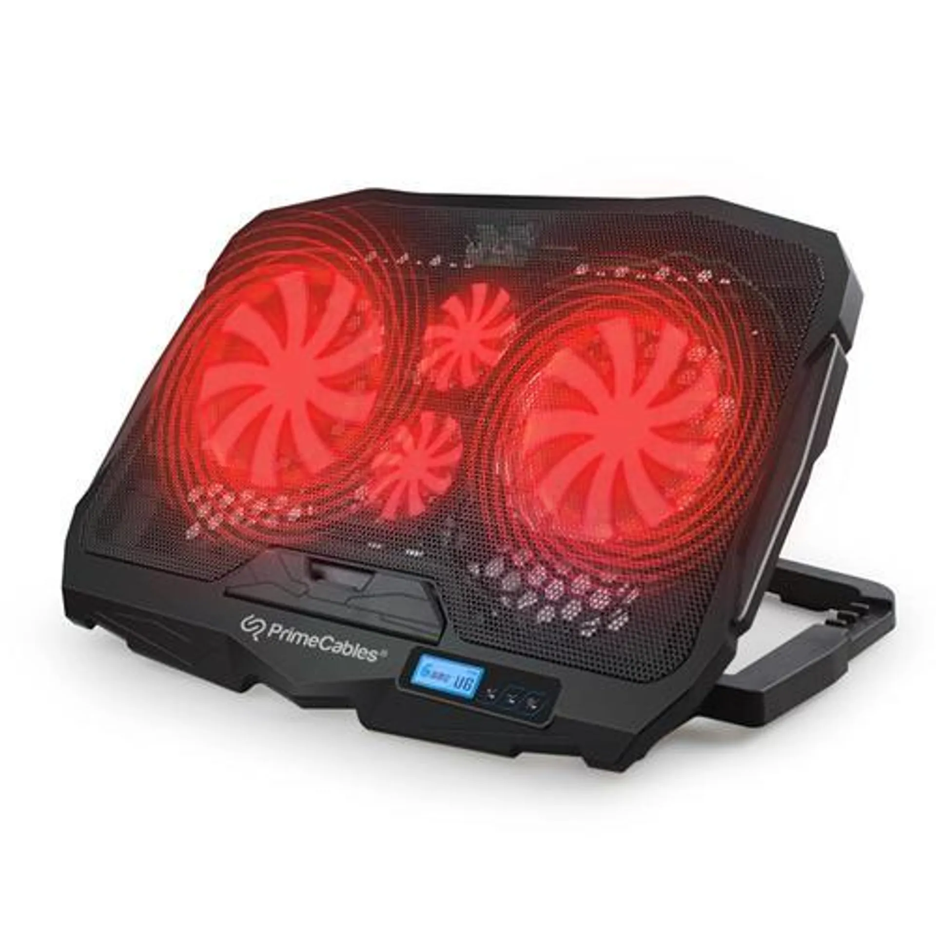 Portable Height Adjustable Laptop Cooler with LED Cooler Fans, red - PrimeCables®