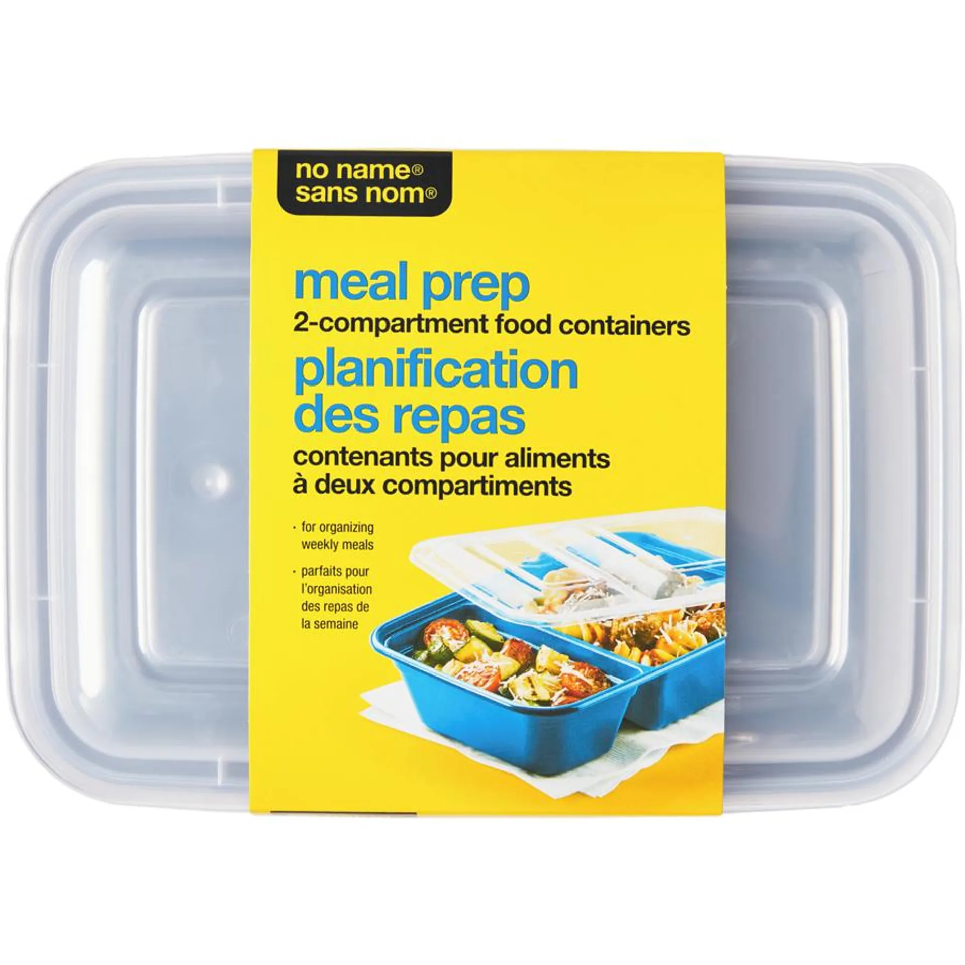 2 Compartment Rectangular 10 Piece Meal PreContainer, Blue