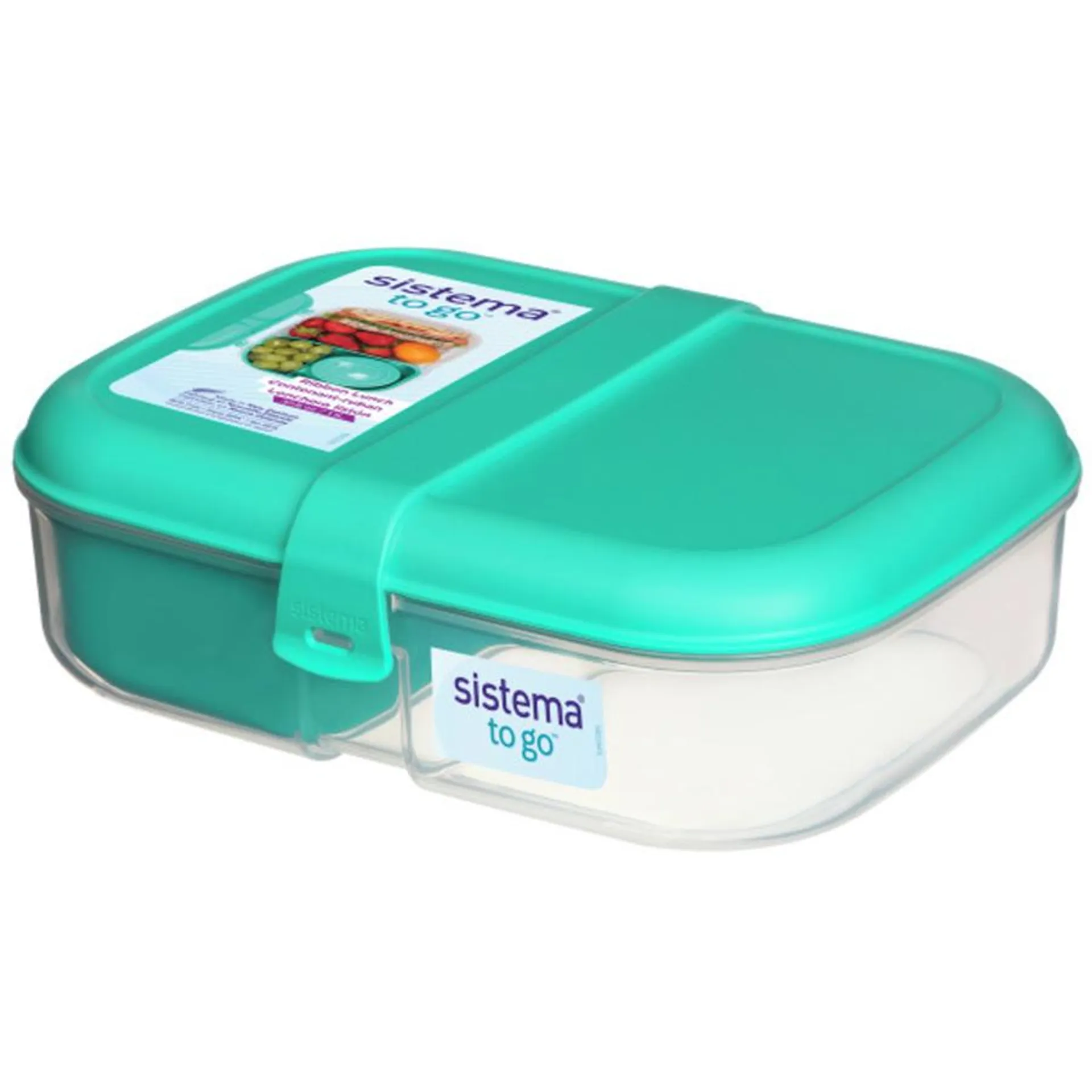 To Go Split Lunch Box avec 2 compartiments Menthe Sarcelle avec clips assortis