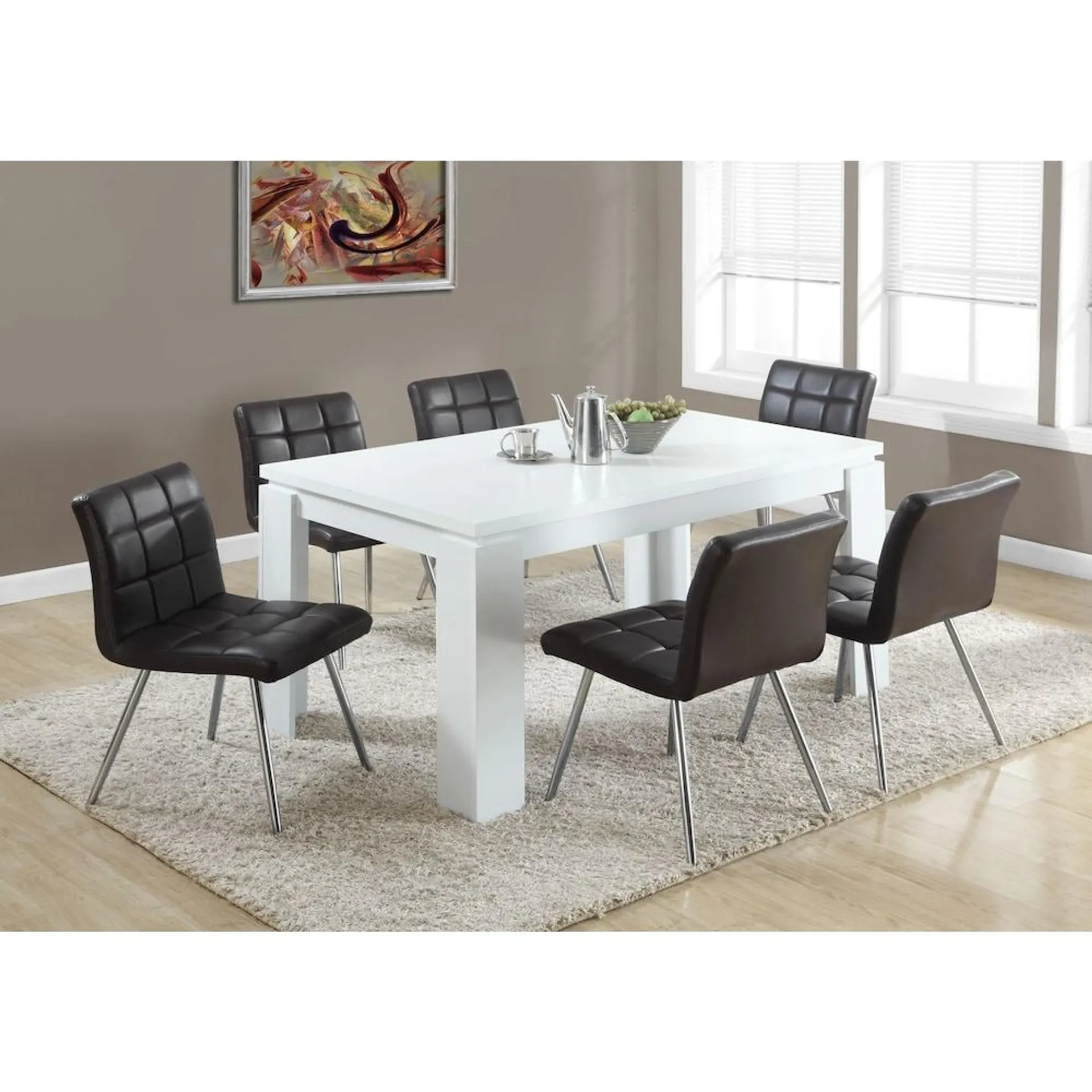 Dining Table, 60" Rectangular, Kitchen, Dining Room, Laminate, White, Contemporary, Modern