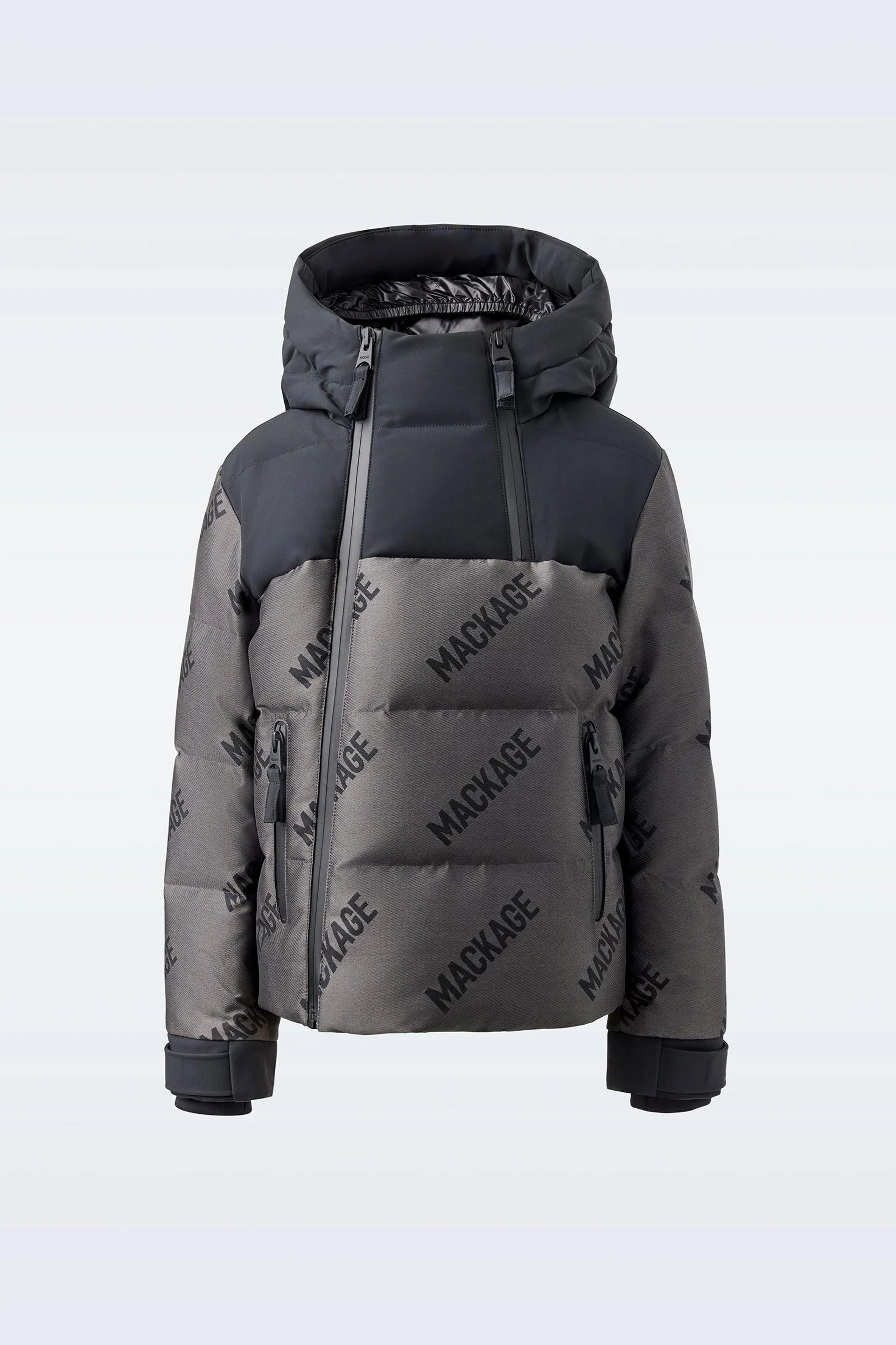 LELAND-TJMG Down ski jacket with jacquard logo pattern throughout for toddlers (2-6 years)