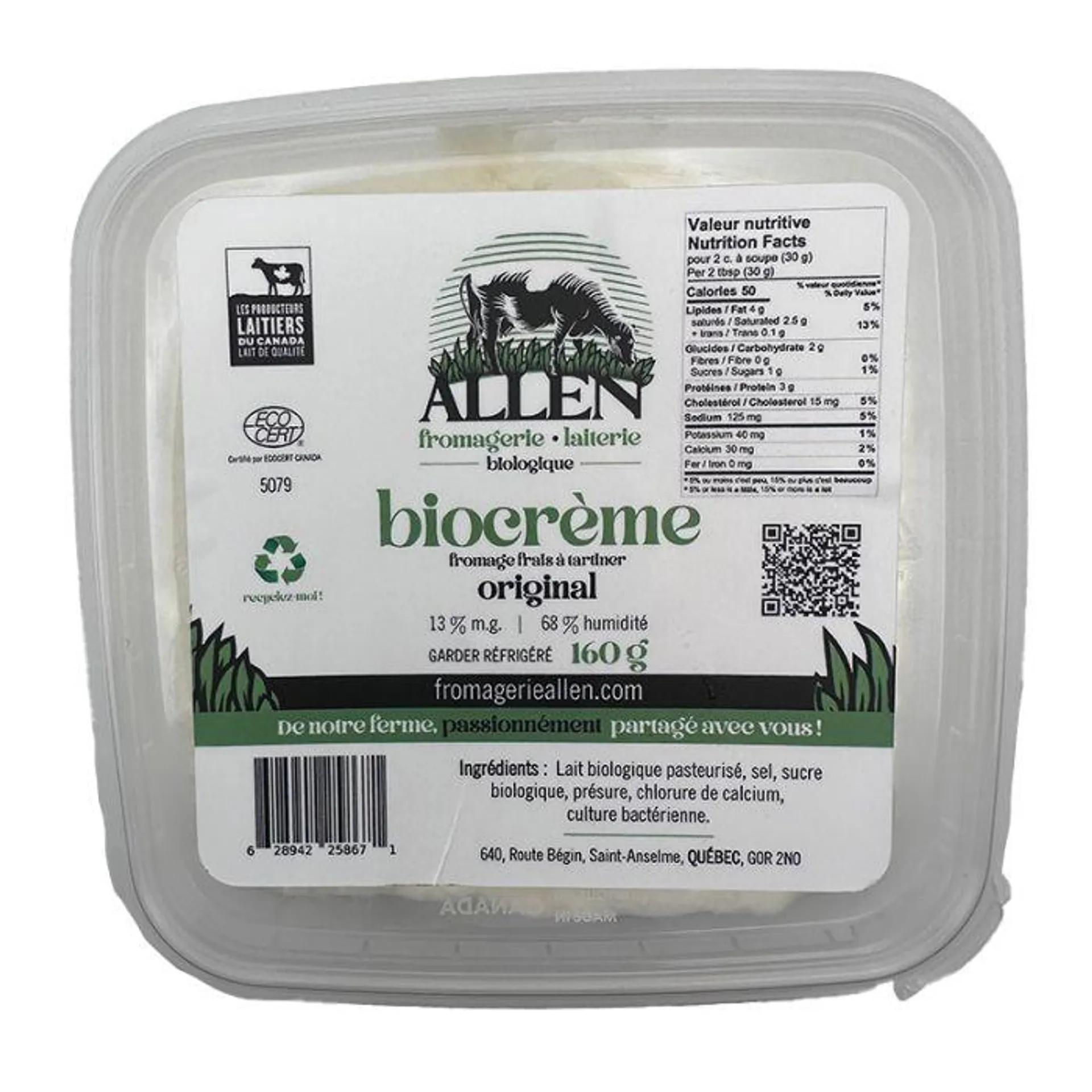 Fromage à tartiner Biocrème original biologique