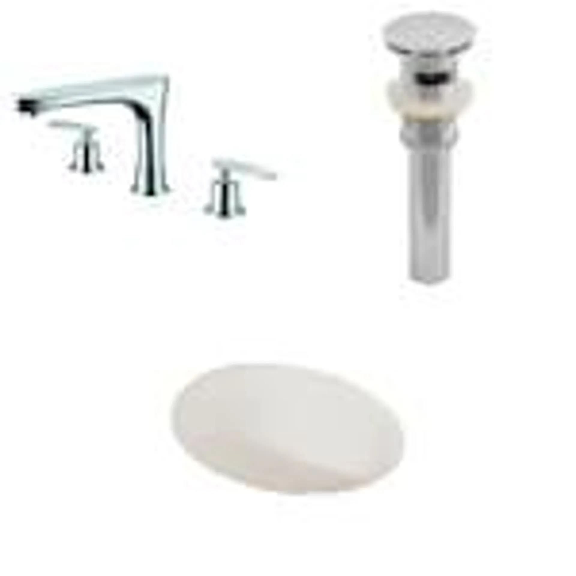 19.5-in. W CUPC Oval Bathroom Undermount Sink Set In Biscuit - Chrome Hardware - Overflow Drain Incl. AI-13147