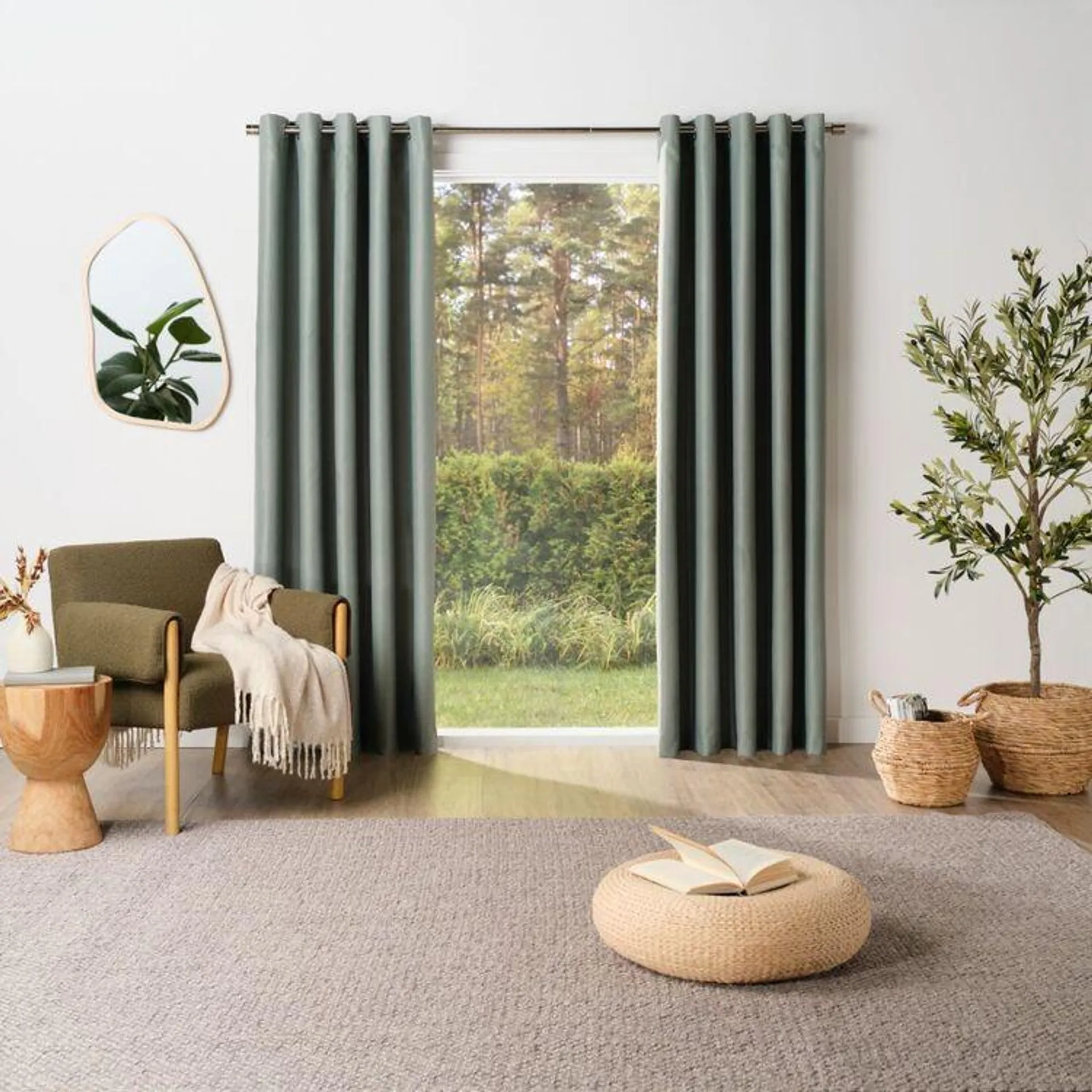 Emerald Hill Weston Room Darkening Eyelet Curtains Sage