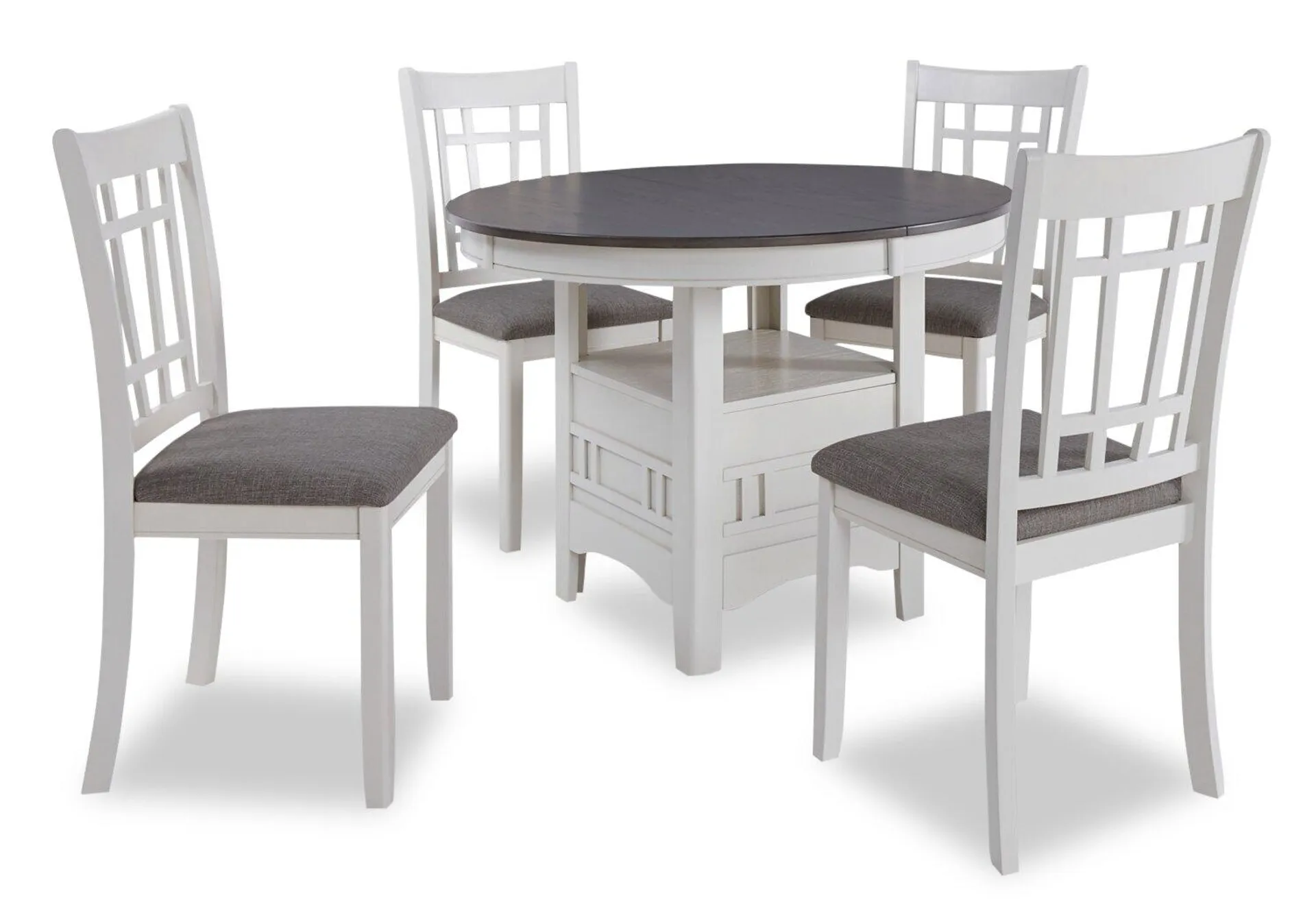 Dena 5pc Dining Set with Table & Chairs, 42-60"W Extension, Round - Dove Grey