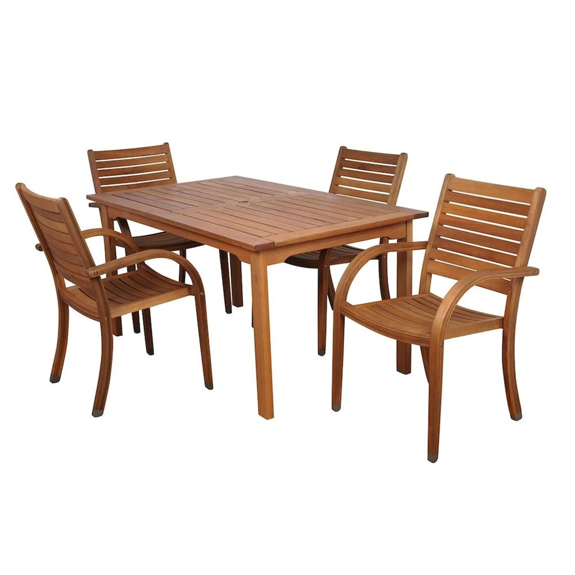 Arizona Eucalyptus Wood 5-Piece Rectangular Patio Dining Set