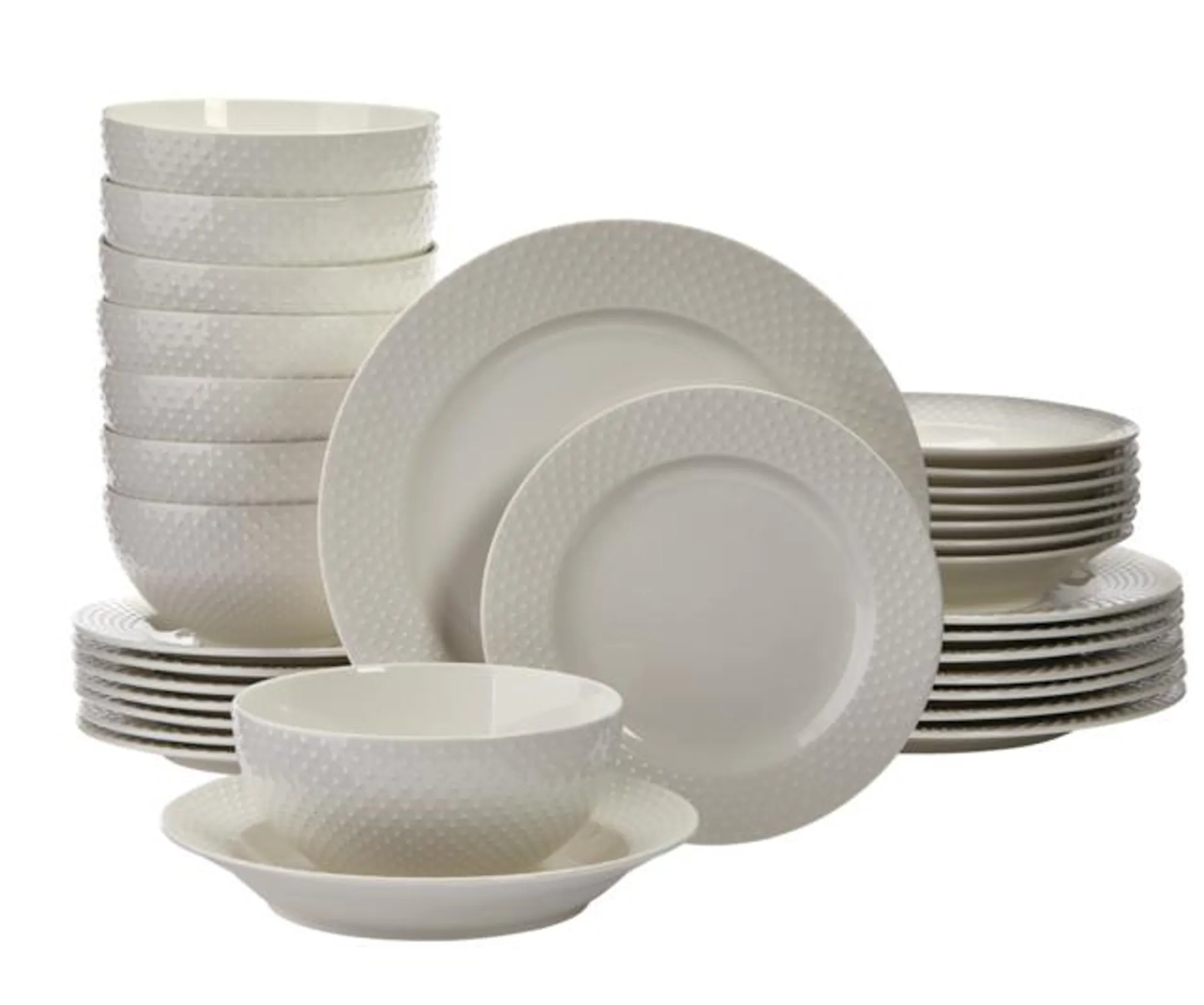 CANVAS Westbrooke Stoneware Dotted Dinnerware Set, Serves 8, 32-pc, White