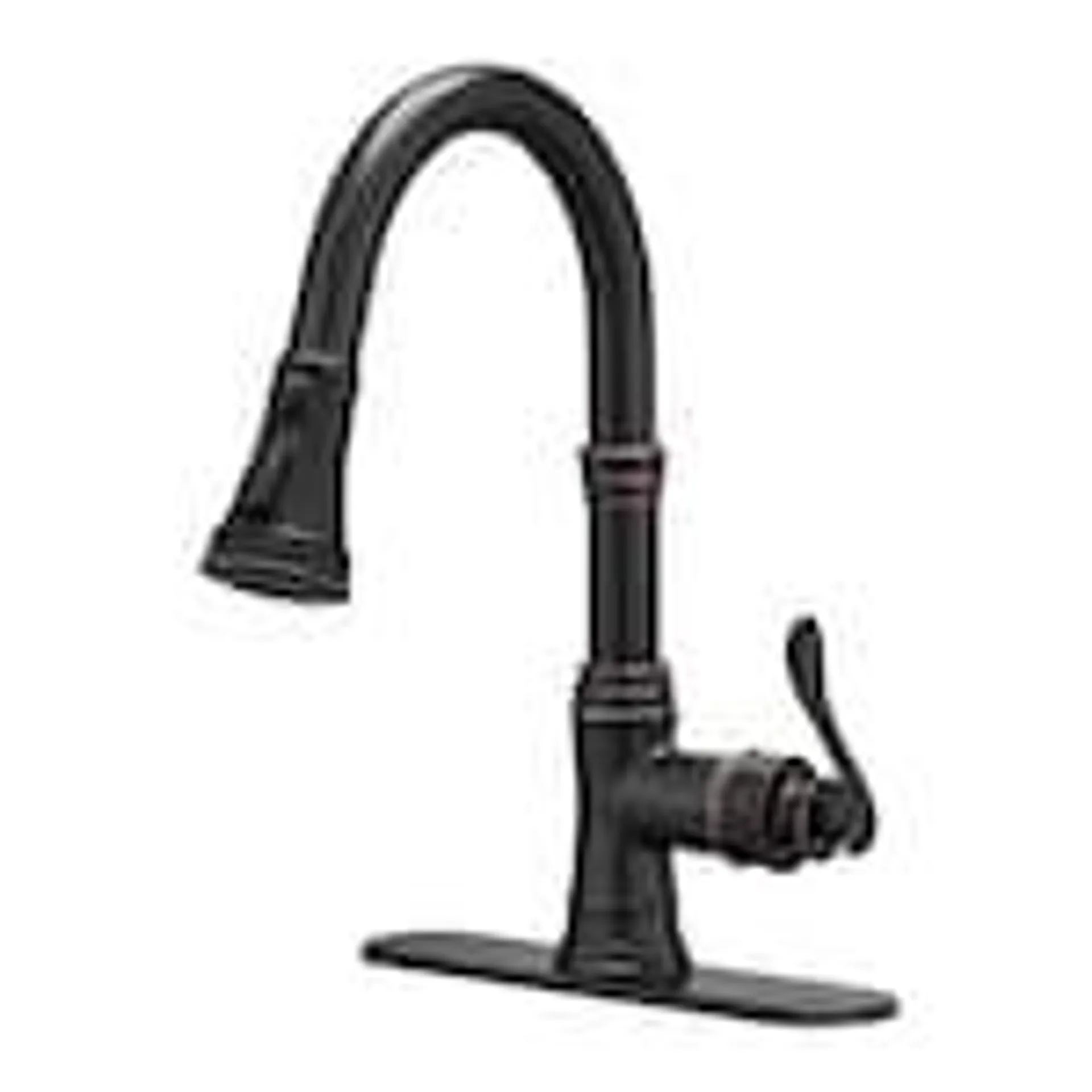 Single-Handle Pull-Down Sprayer 3 Spray Kitchen Faucet with Deck Plate in Oil Rubbed Bronze