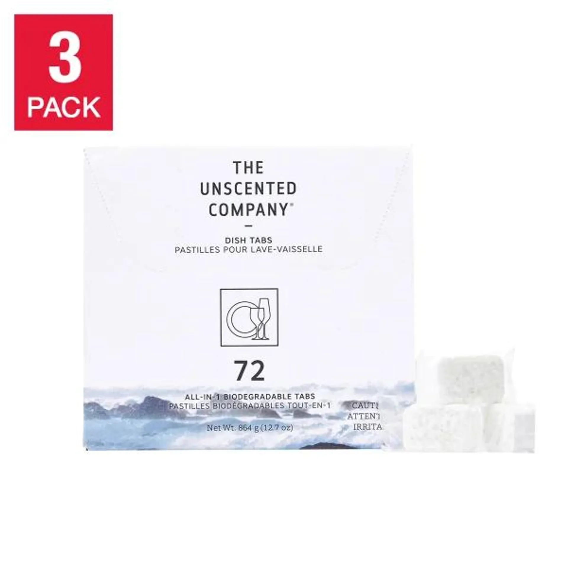 The Unscented Company Dishwasher Tabs, 3 x 72 pack