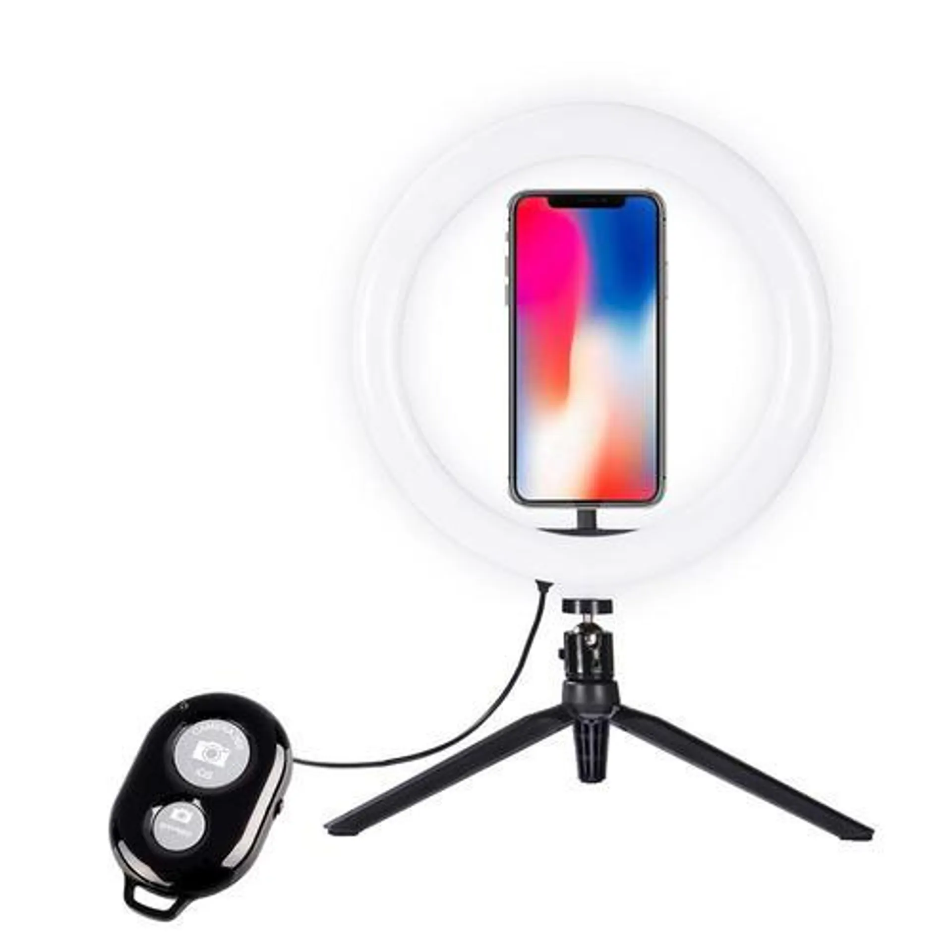 Desktop Selfie 10” Ring Light with Tripod Stand & Phone Holder for Photography Live Streaming