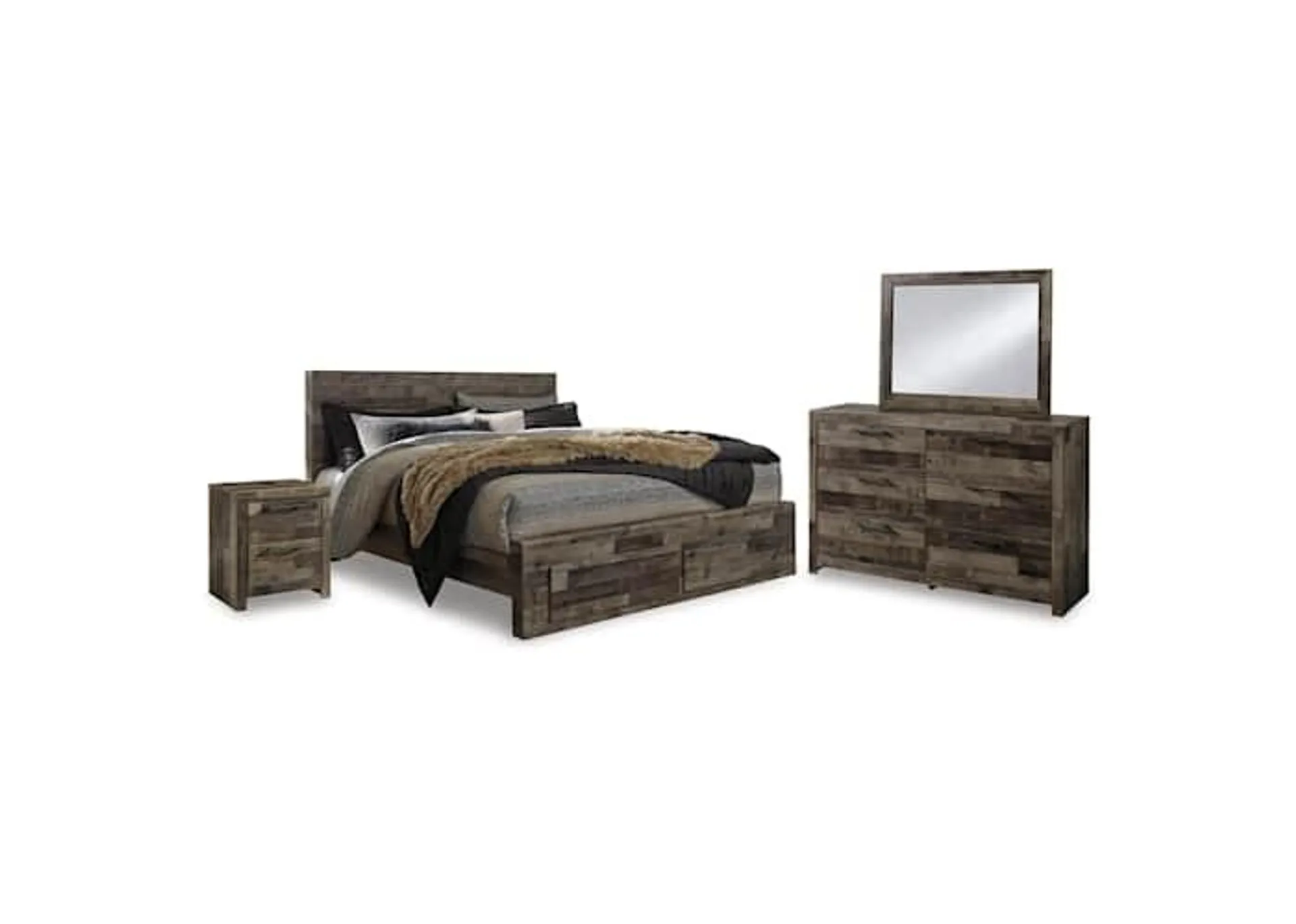 Derekson 6 Piece King Storage Bedroom - Multi Gray