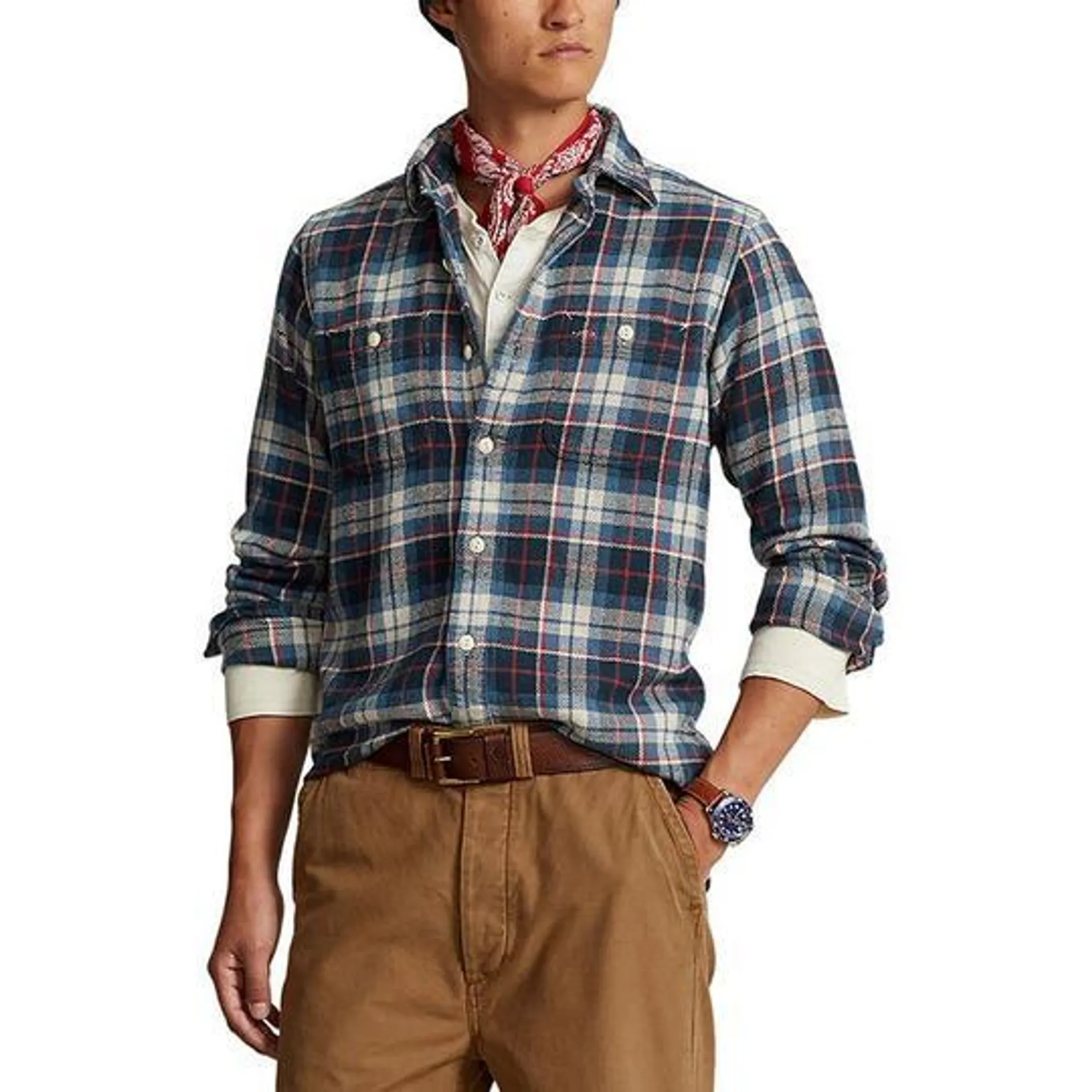 Men's Custom Fit Plaid Flannel Work Shirt