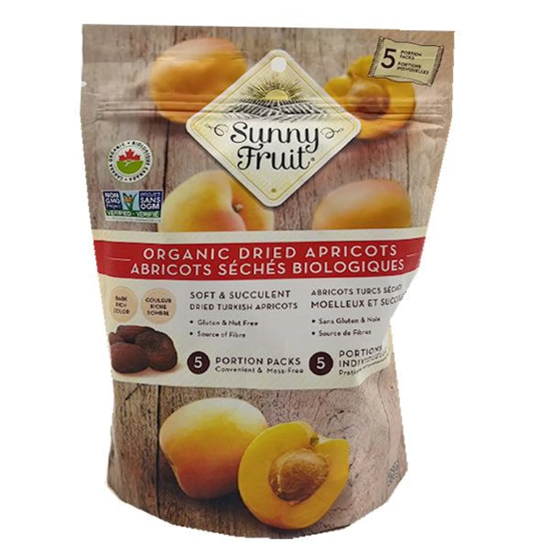 Sunny Fruit Organic Dried Arpicots 5 portion Packs 150g