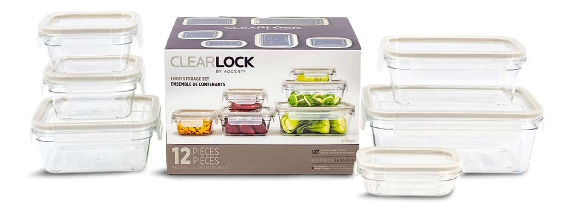 Clearlock Clear Clip Lid Food Storage Container Set with Tritan™ Base, Nestable, 12-pc