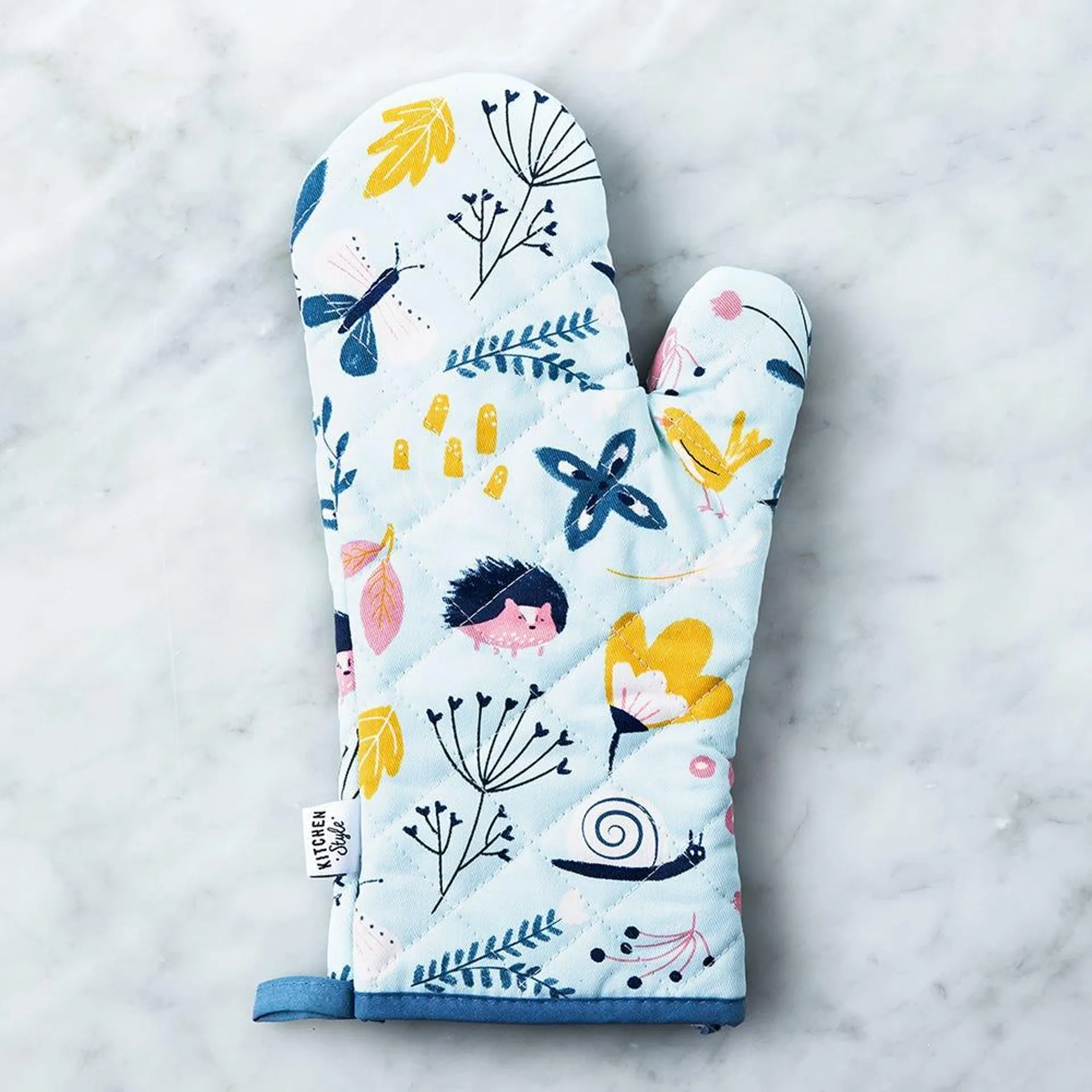 Kitchen Style Printed 'Flora' Oven Mitt (Light Blue)