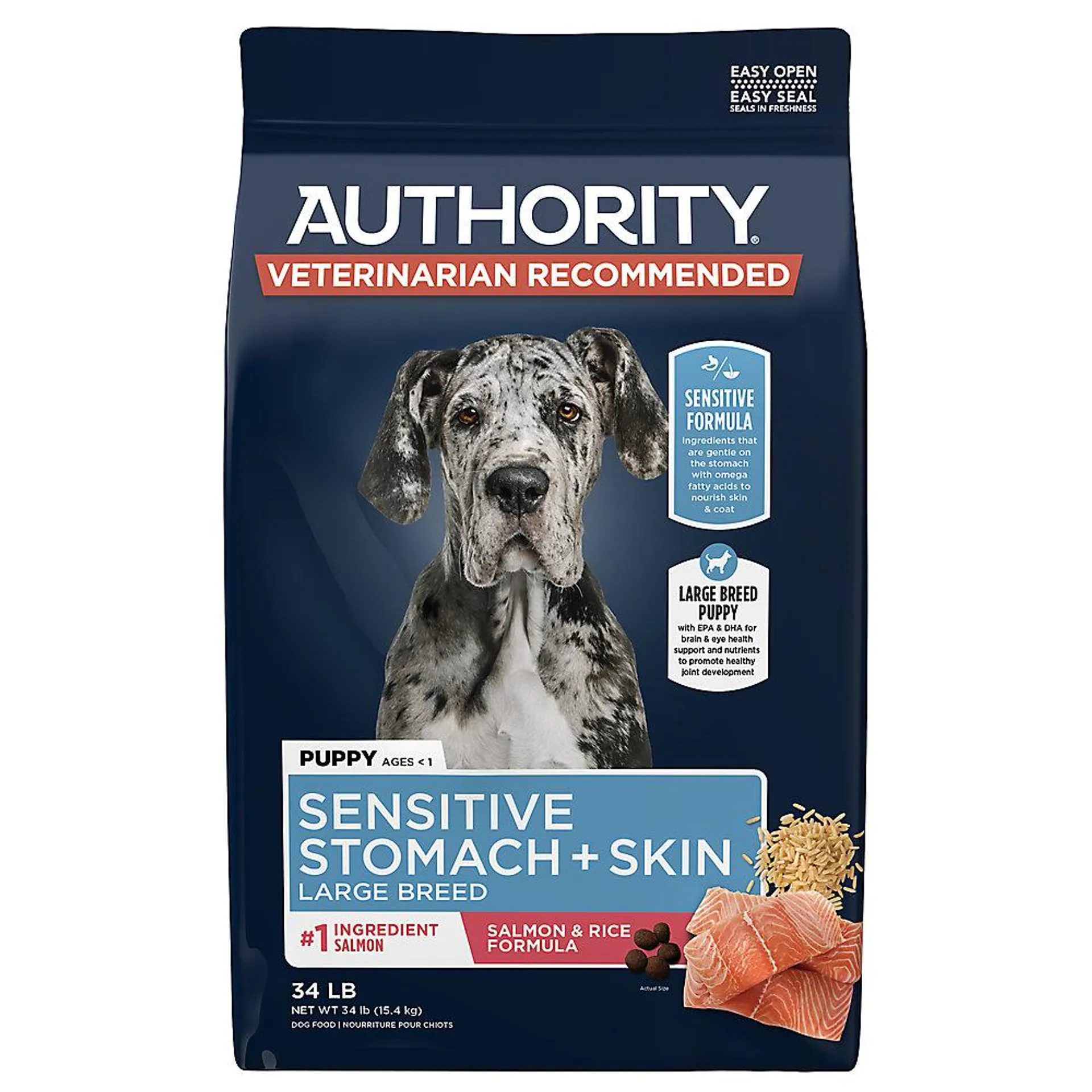 Authority Sensitive Stomach and Skin Salmon & Rice Large Breed 34 LB