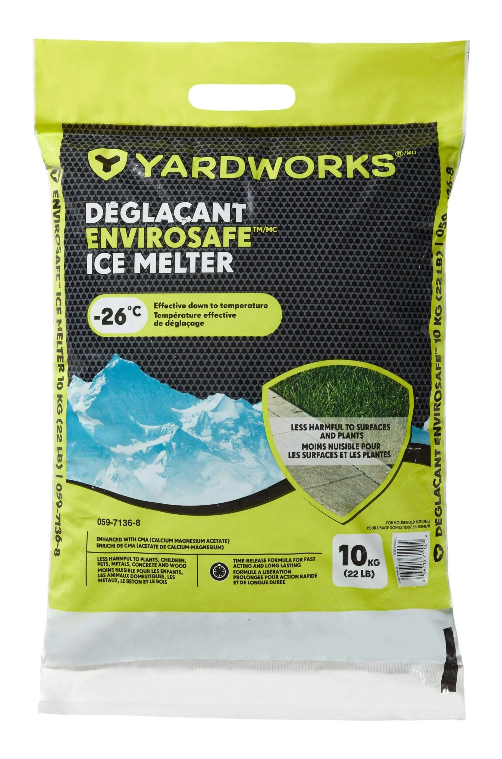 Yardworks Envirosafe™ Ice Melt Bag, Less Harmful to Surfaces, Vegetation, & Pets, 10-kg