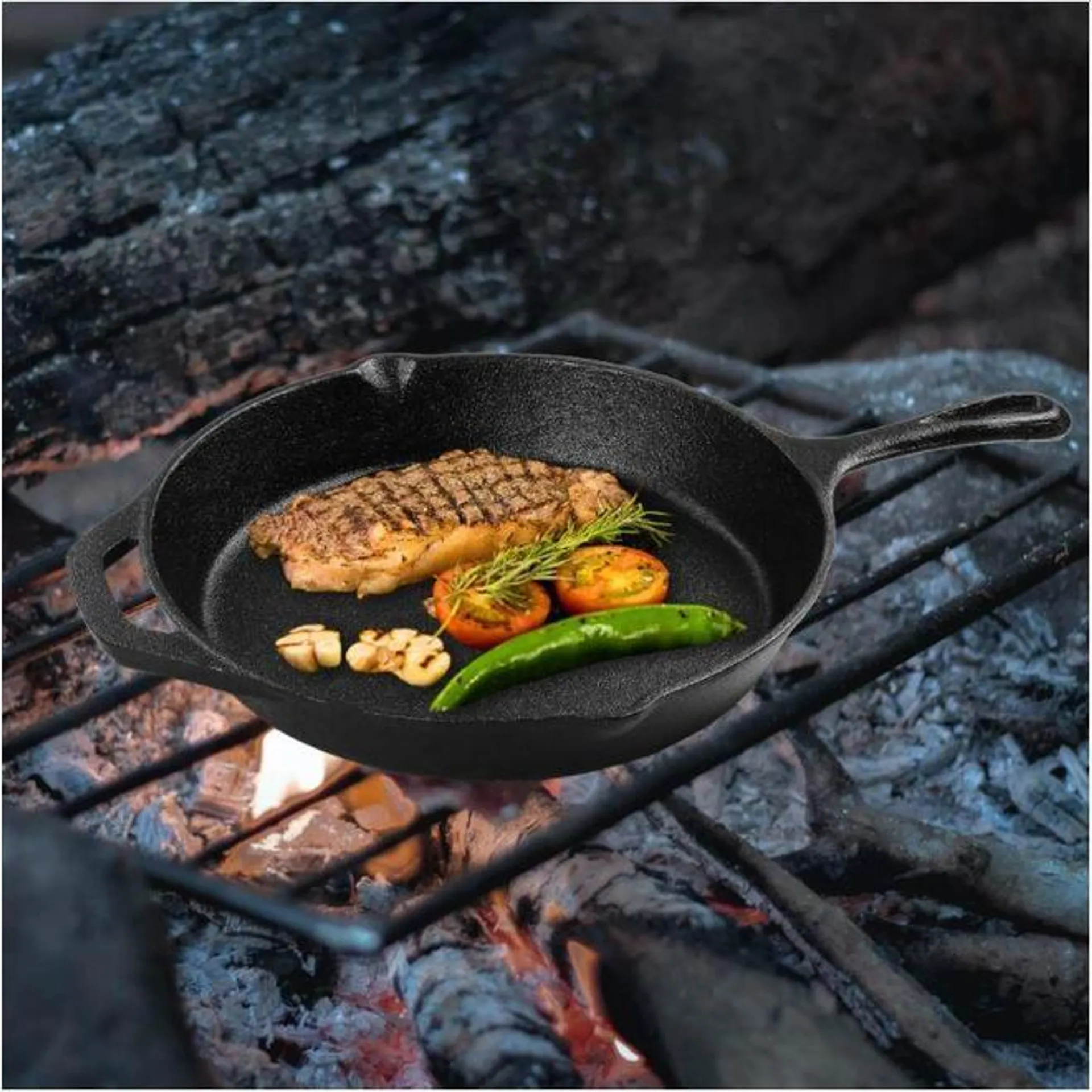 Pre-Seasoned Cast Iron Skillet, 12-Inch, with Handle & Silicone Cover - LIVINGbasics®