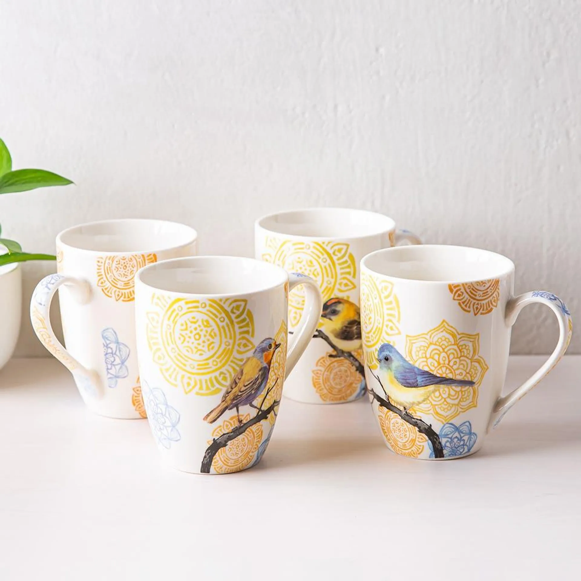 KSP Graphic 'Birds' Mug - Set of 4