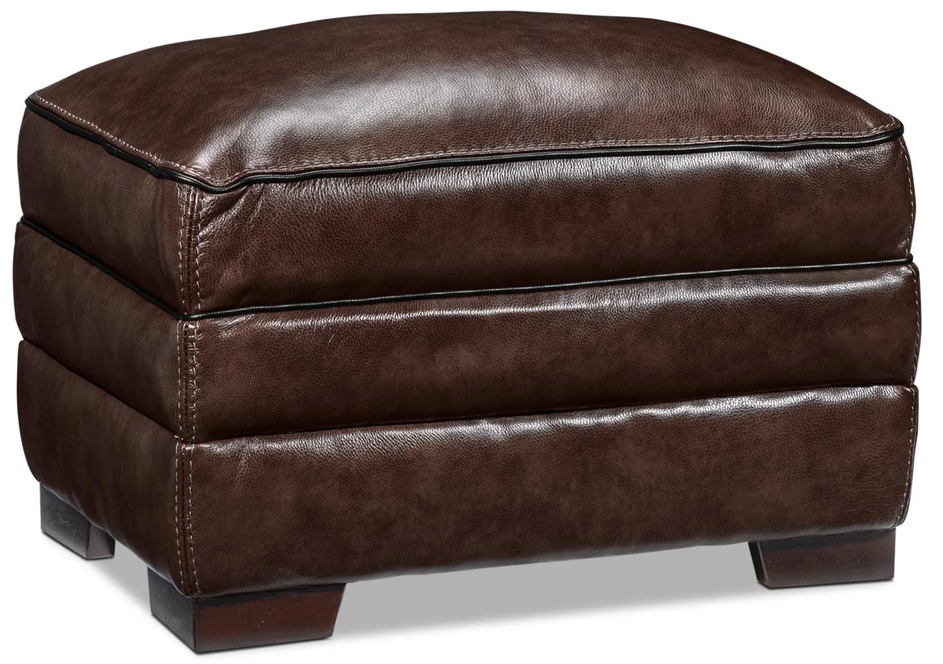 Stampede Leather Ottoman - Coffee