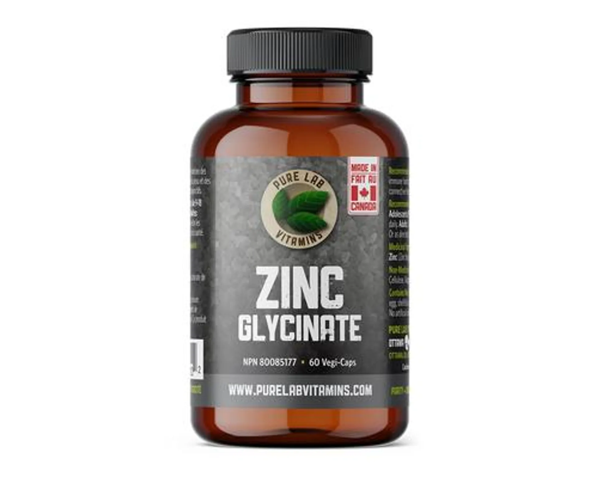 Pure Lab Vitamins Zinc Glycinate 60 Veggie Caps