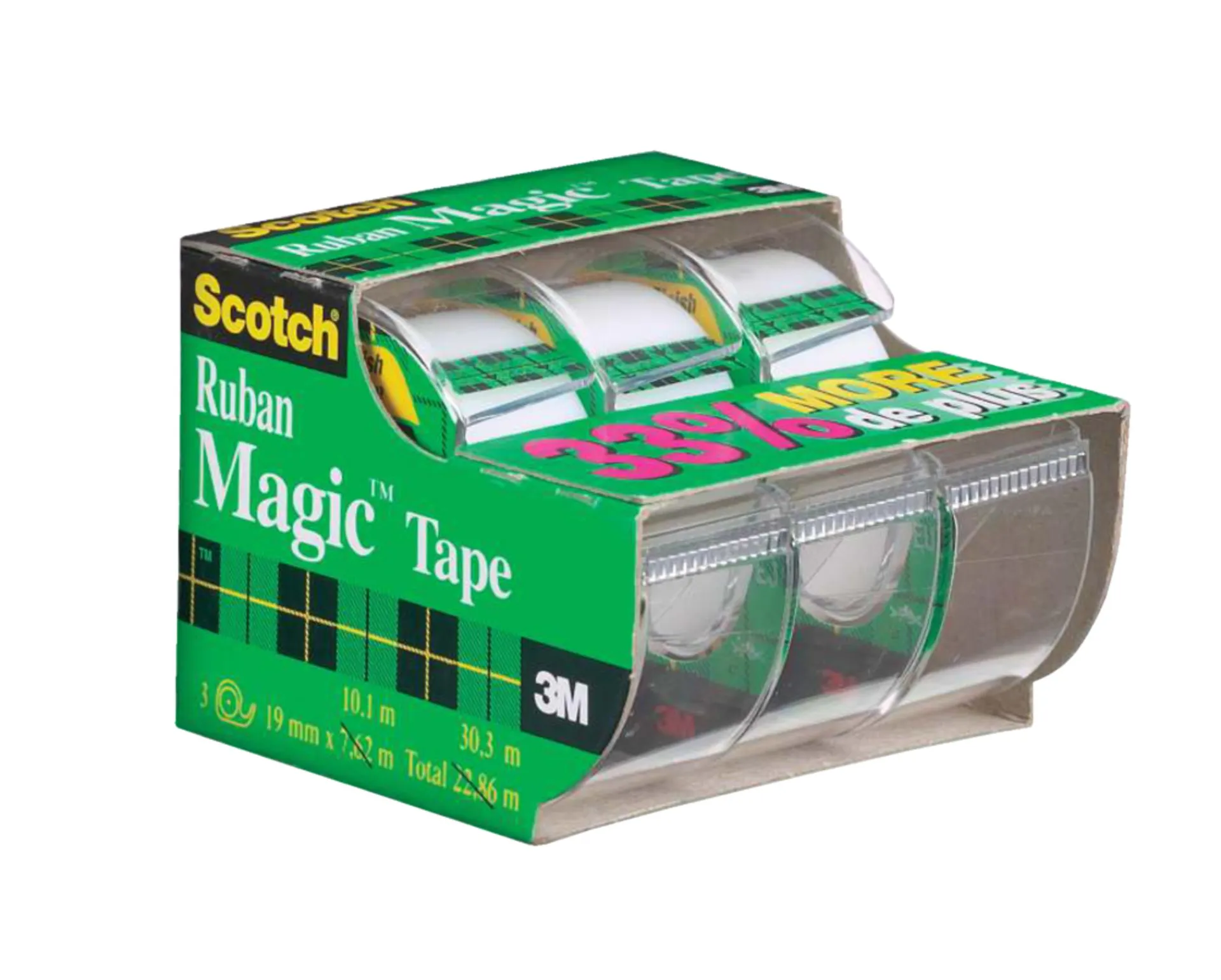 3M Scotch Magic Tape In Dispenser For Home/Office, Invisible Matte Finish, 19-mm x 10-m, 3-pk