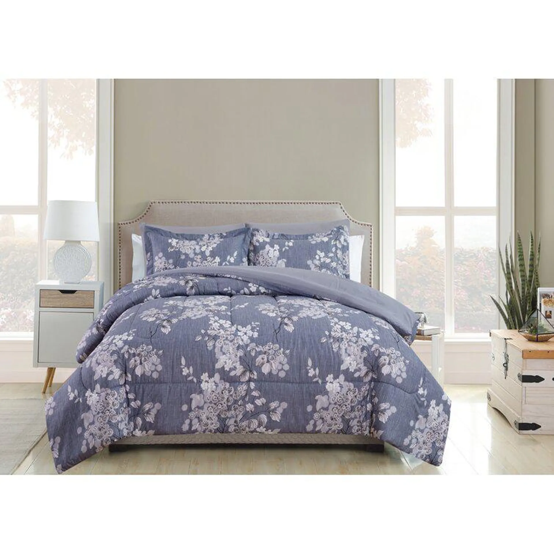 Elfrieda Blue Microfiber Comforter Set
