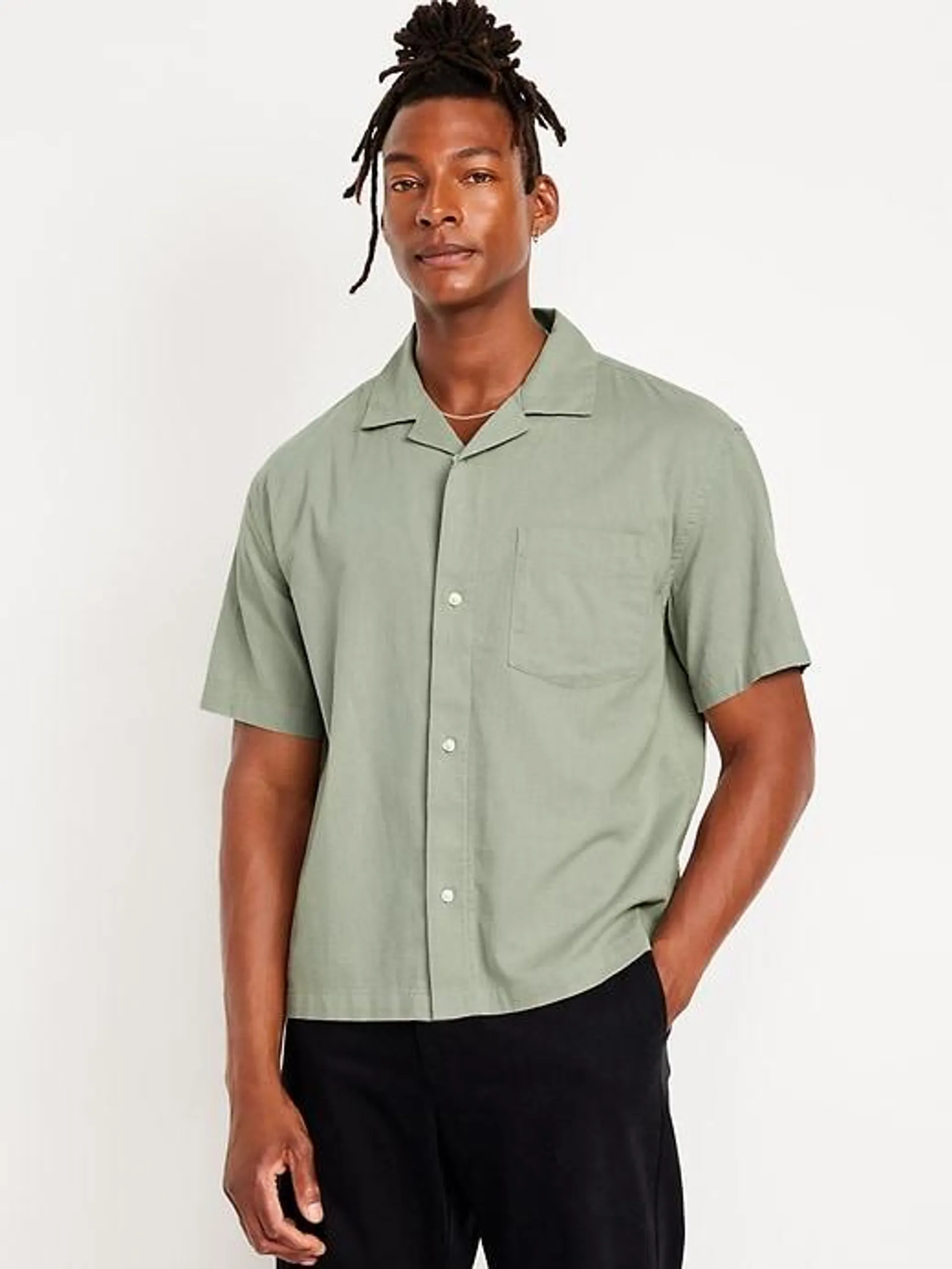 Short-Sleeve Crop Camp Shirt