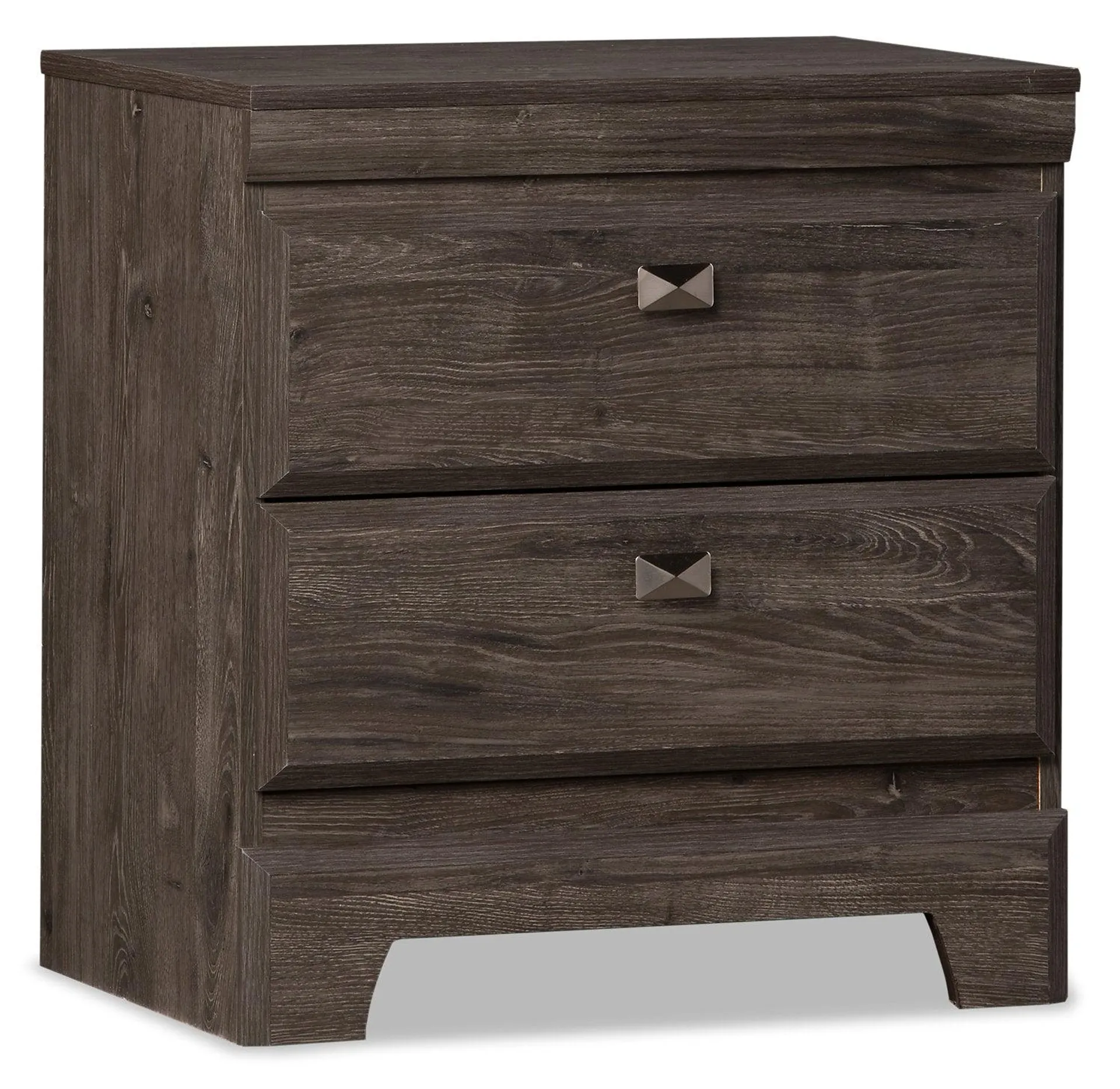 Yorkdale Bedside Nightstand with 2 Drawers, 23.5"W x 24.7"H – Grey