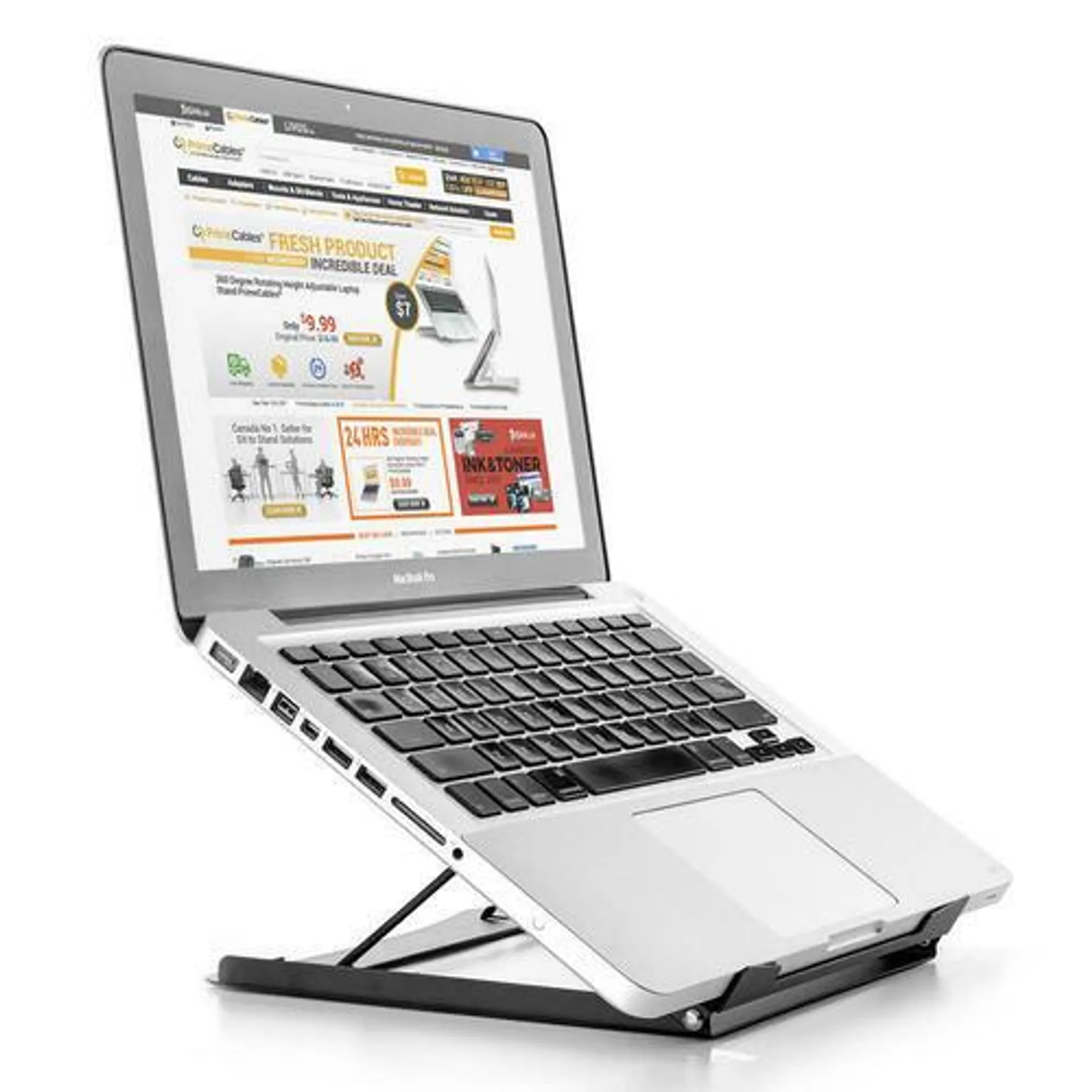 Ergonomic Laptop/Tablet Stand with Height Adjustment – Foldable & Lightweight Design - PrimeCables®