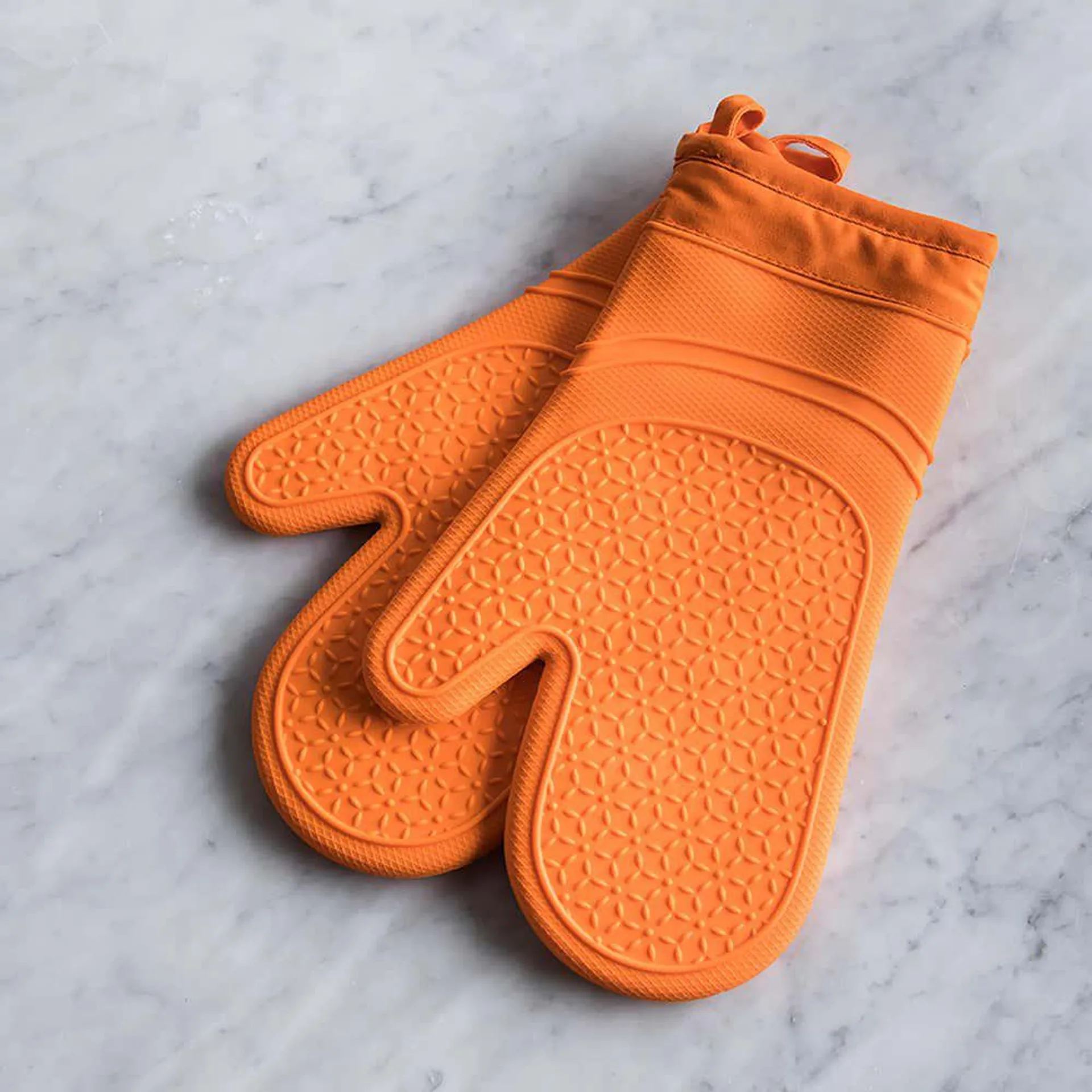 KSP Luxe Lined Silicone Oven Mitt - Set of 2 (Orange)
