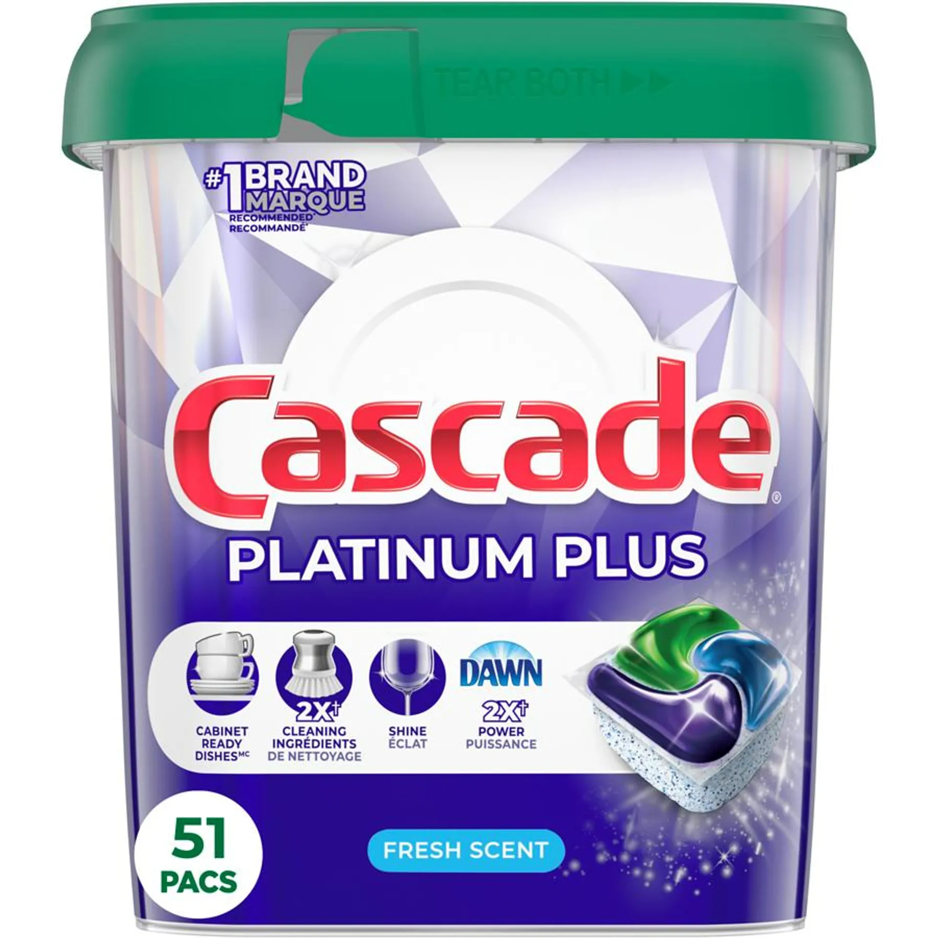 Platinum Plus Dishwasher Pods, Dish Detergent ActionPacs, Fresh, 51 Count