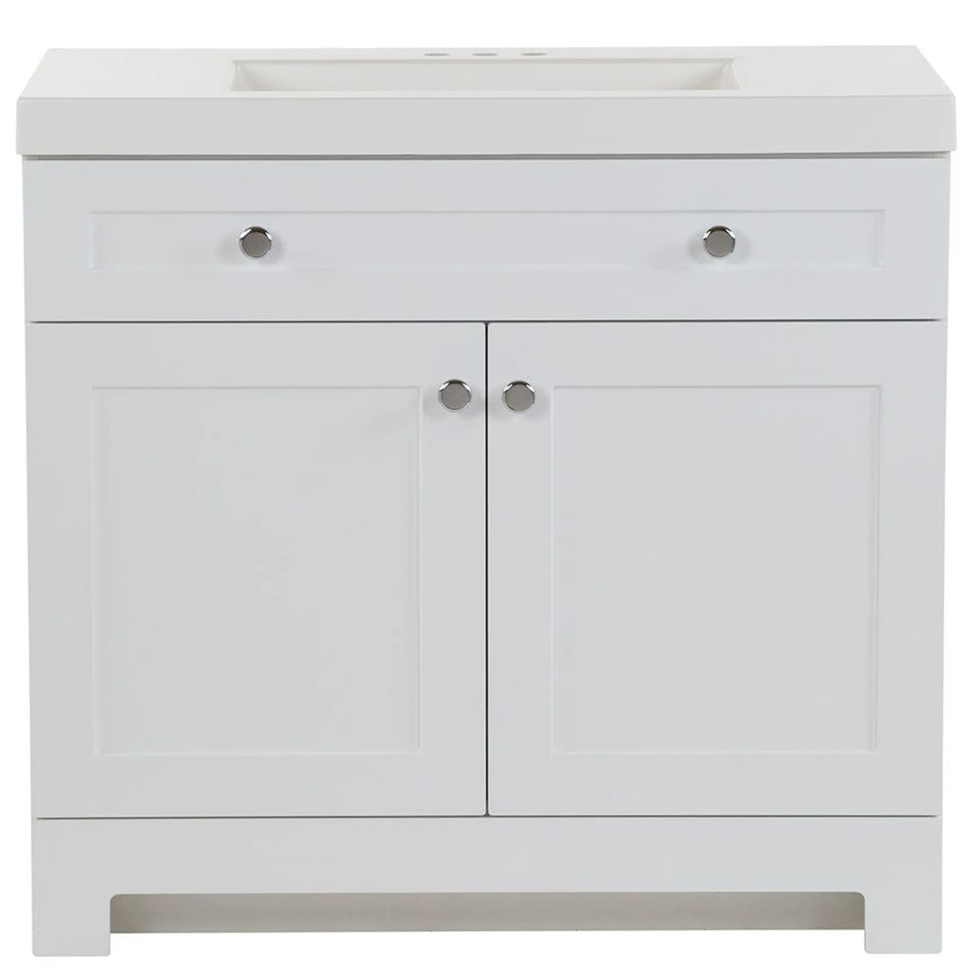 Everdean 36.5-inch W x 34.4-inch H x 18.75-inch D Bathroom Vanity in White with Cultured Marble Countertop/Rectangular Sink