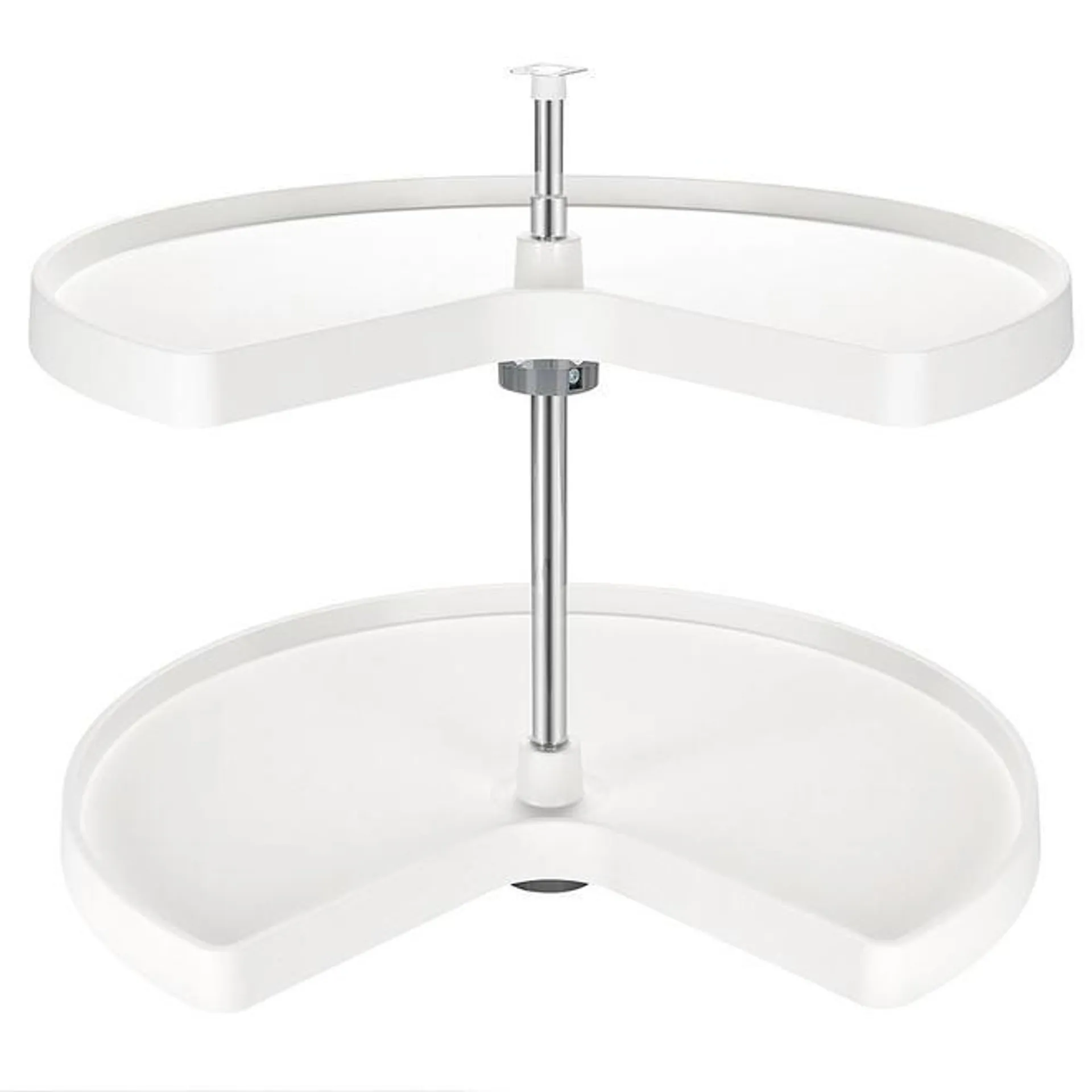 28 Inch Kidney Shape Revolving Cabinets Corner Shelf Lazy Susan, White - SortWise®