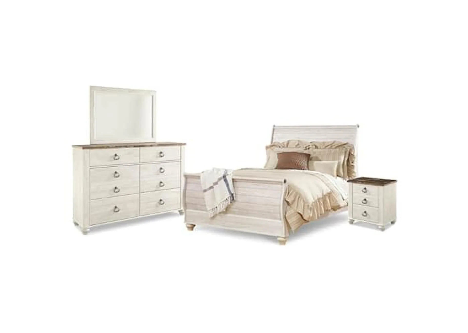 Willowton 6 Piece Queen Sleigh Bedroom - Whitewash