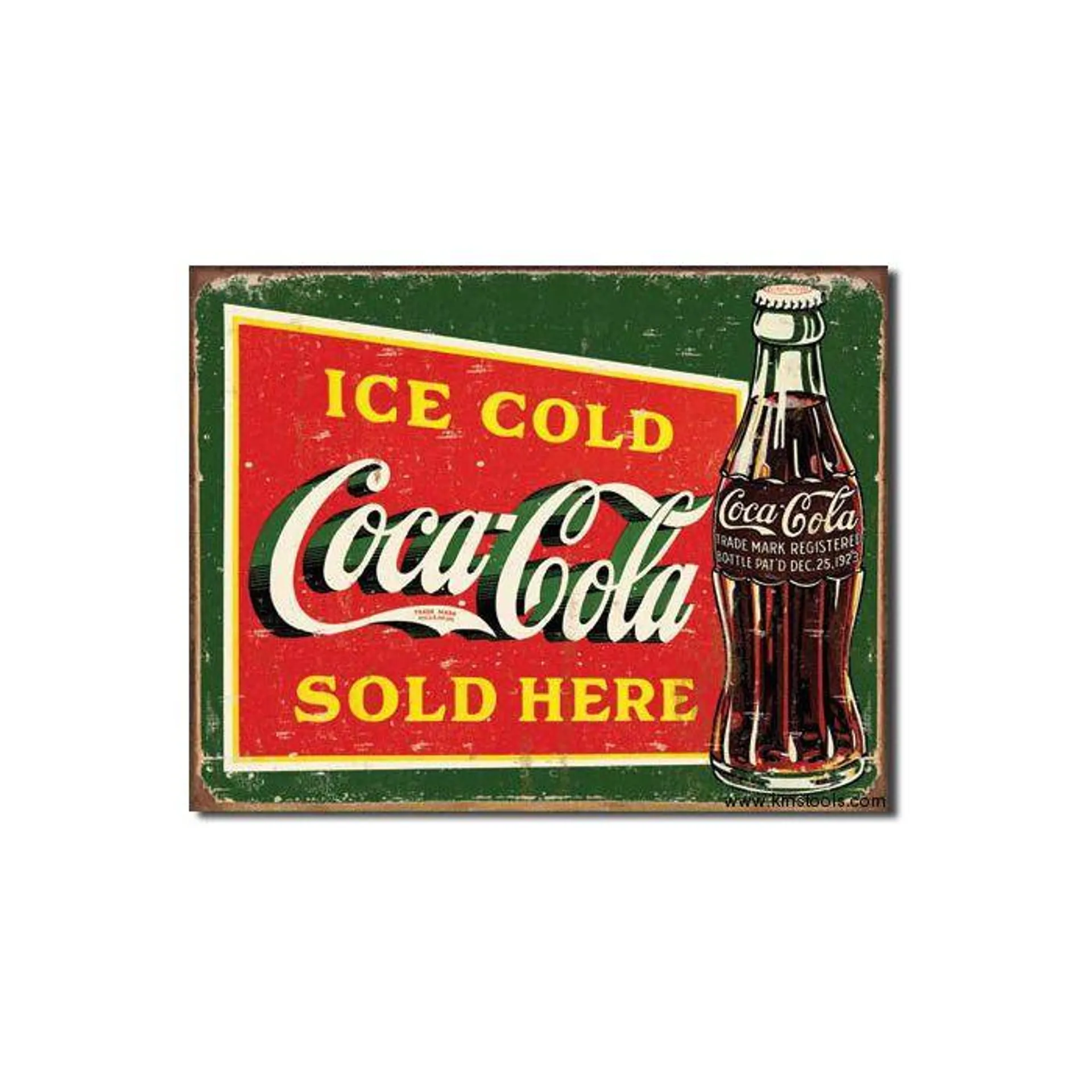 Green Ice Cold Coke Tin Sign