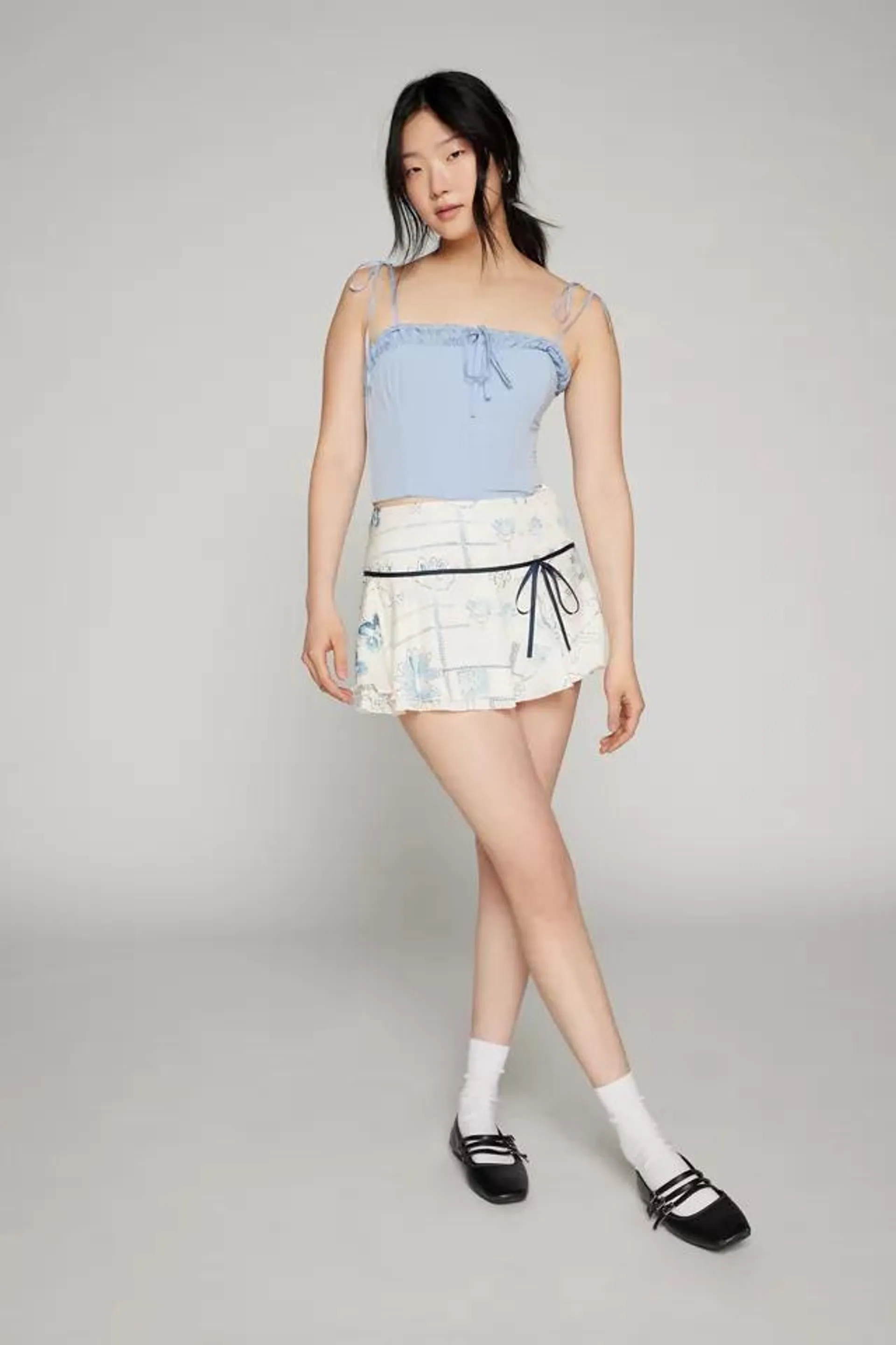 Kimchi Blue Carlene Satin Drop-Waist Mini Skirt