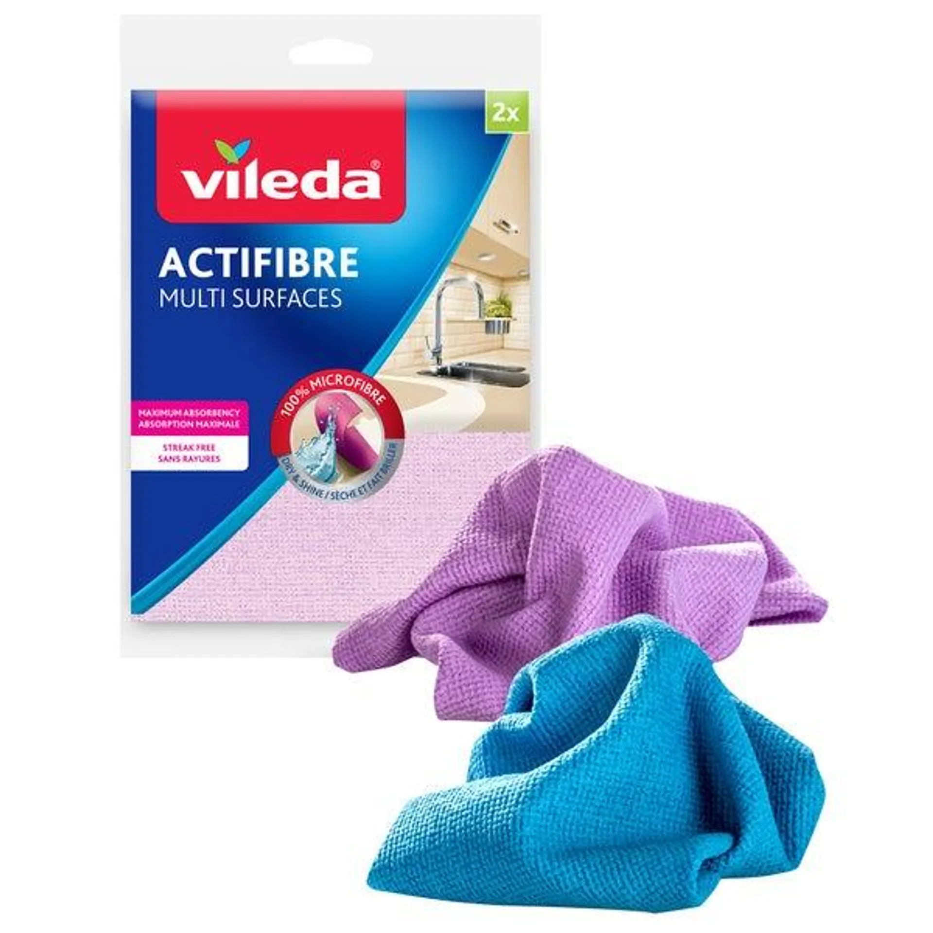 Vileda Actifibre Multi-Surface Cloths, 24-cloths