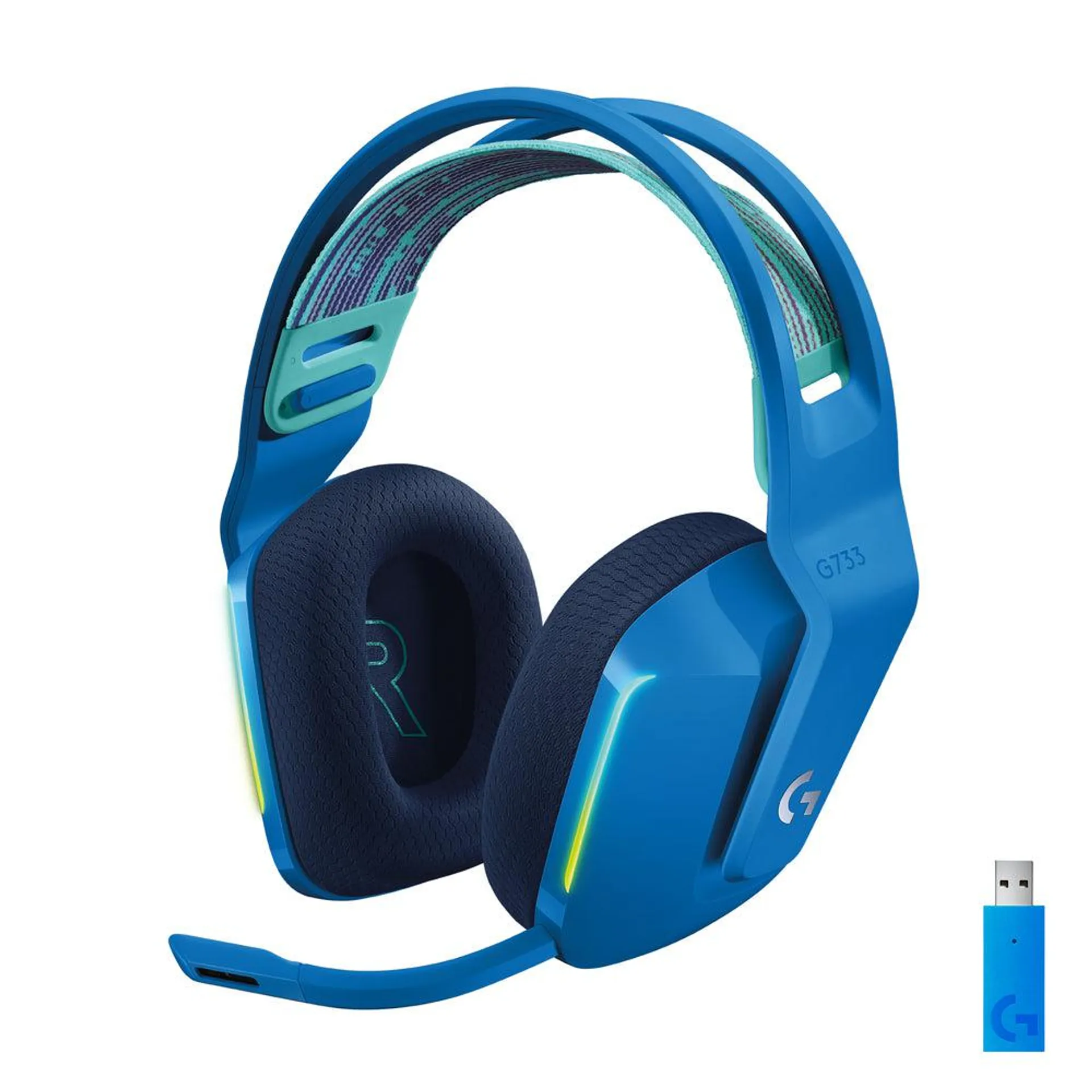 Logitech G733 LIGHTSPEED Wireless Gaming Headset with Suspension Headband - Blue