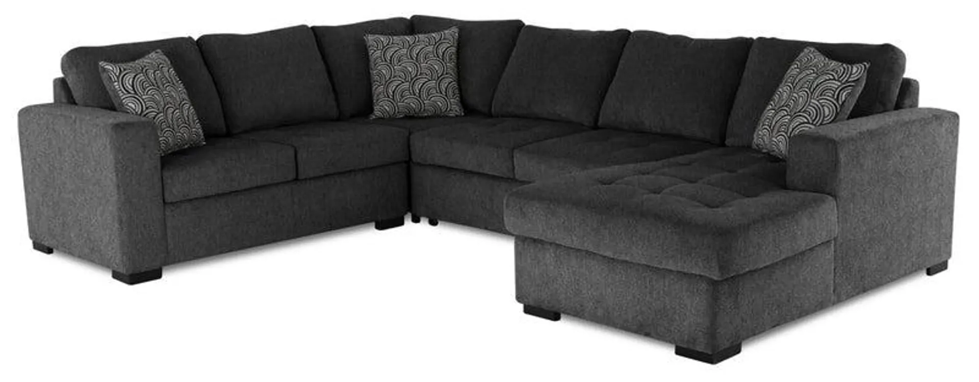 Legend 4-Piece Right-Facing Chenille Sleeper Sectional - Pepper