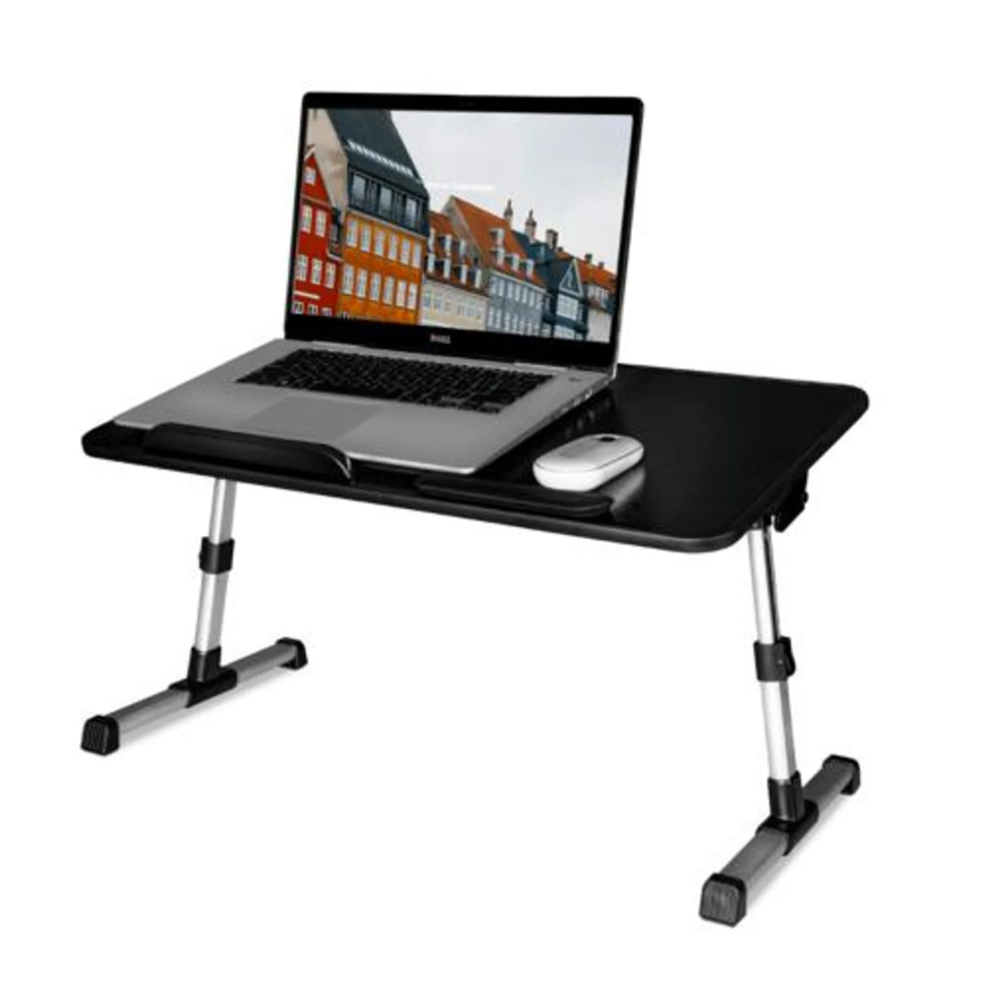 Adjustable Laptop Stand Portable Laptop Bed Table with Foldable Legs for 17" Laptop - PrimeCables® - Black