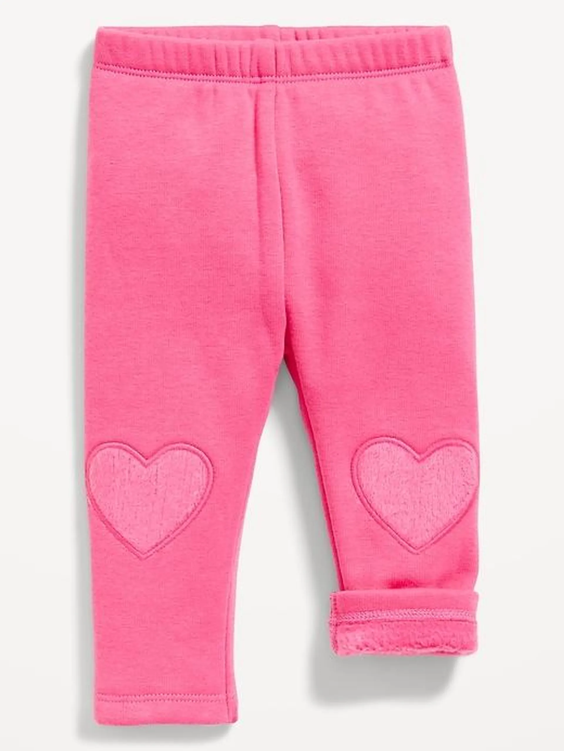 Cozy Fleece-Lined Knee-Patch Leggings for Baby